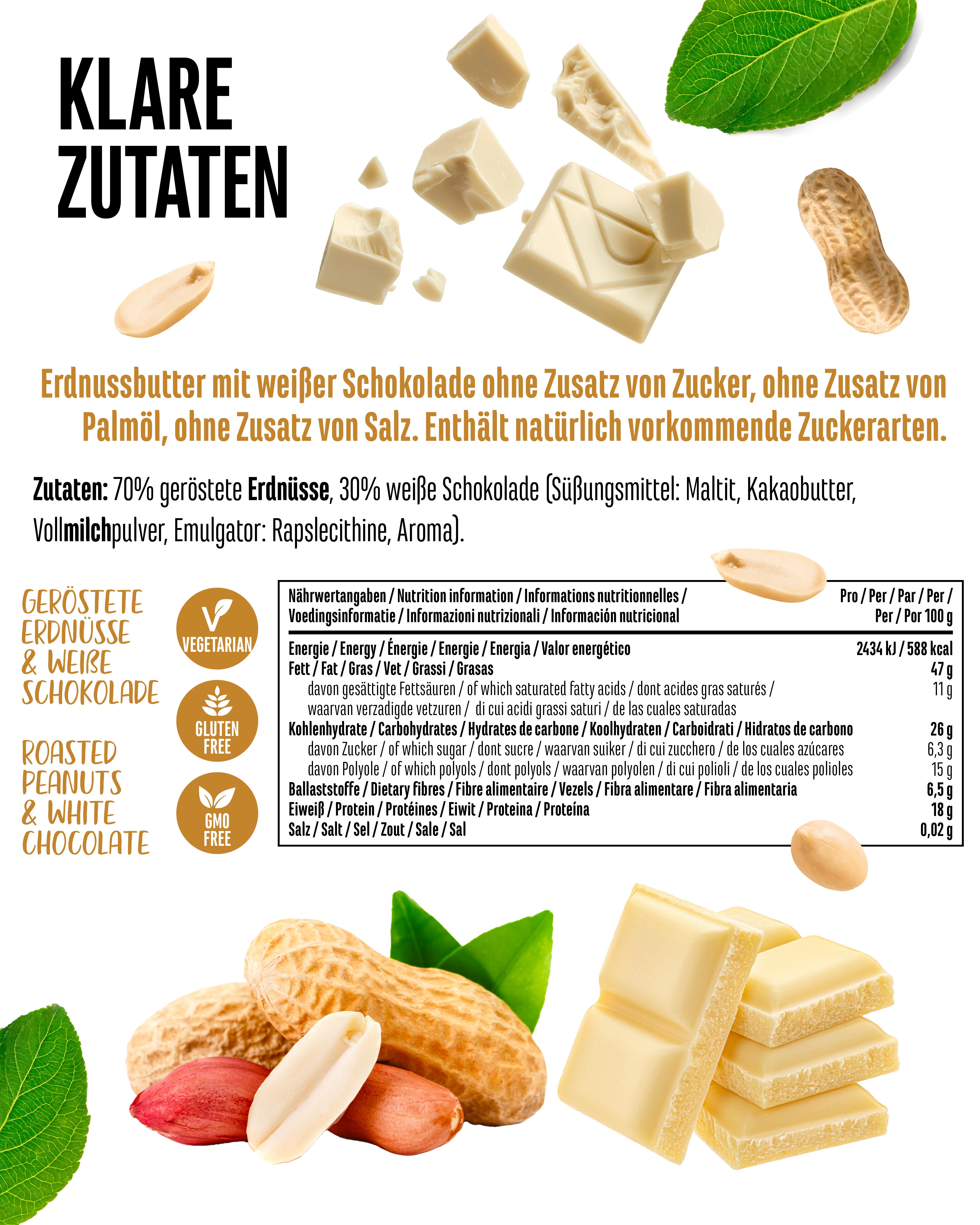 Cacahuète + chocolat blanc, 500 g