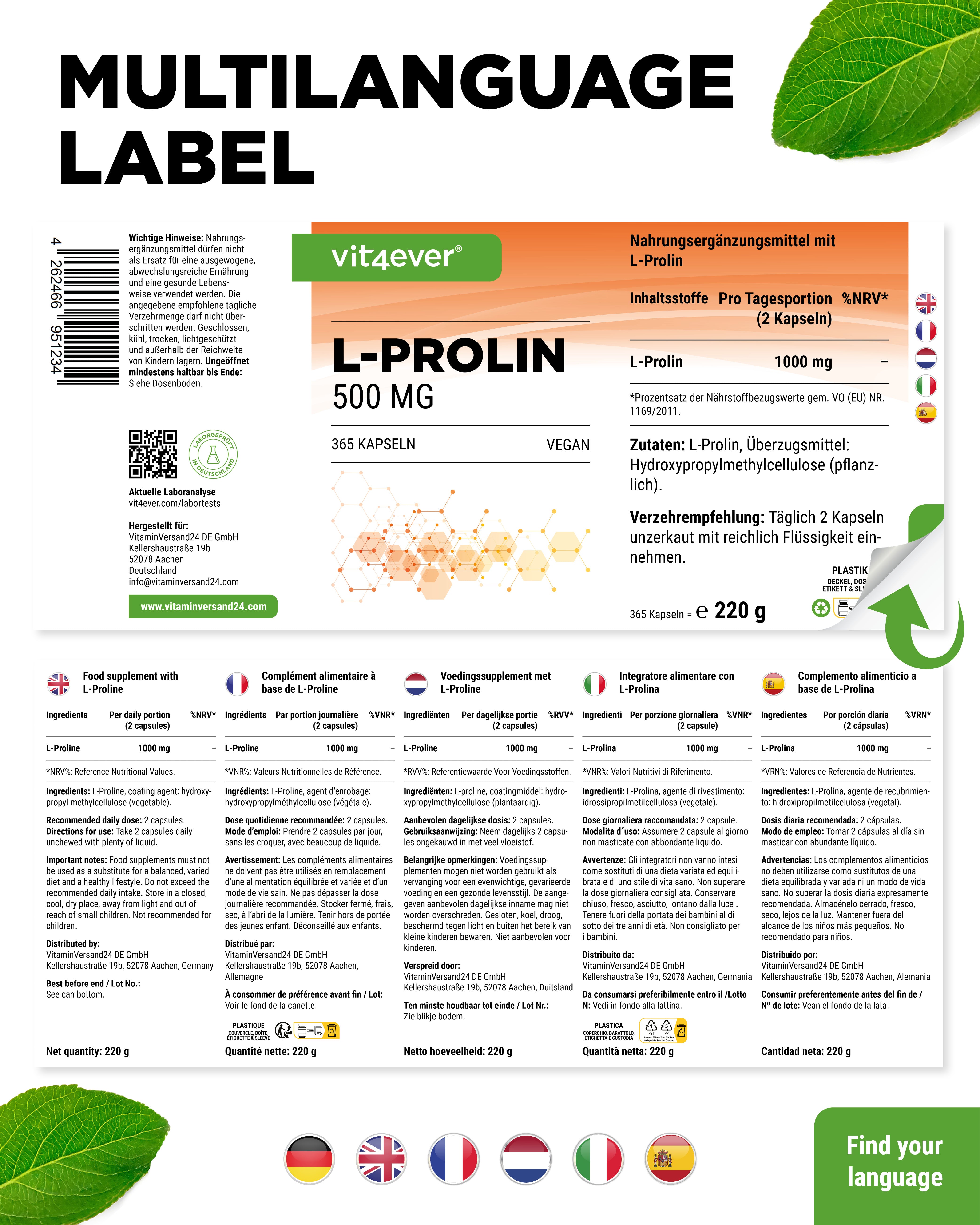 L-Proline - 500 mg