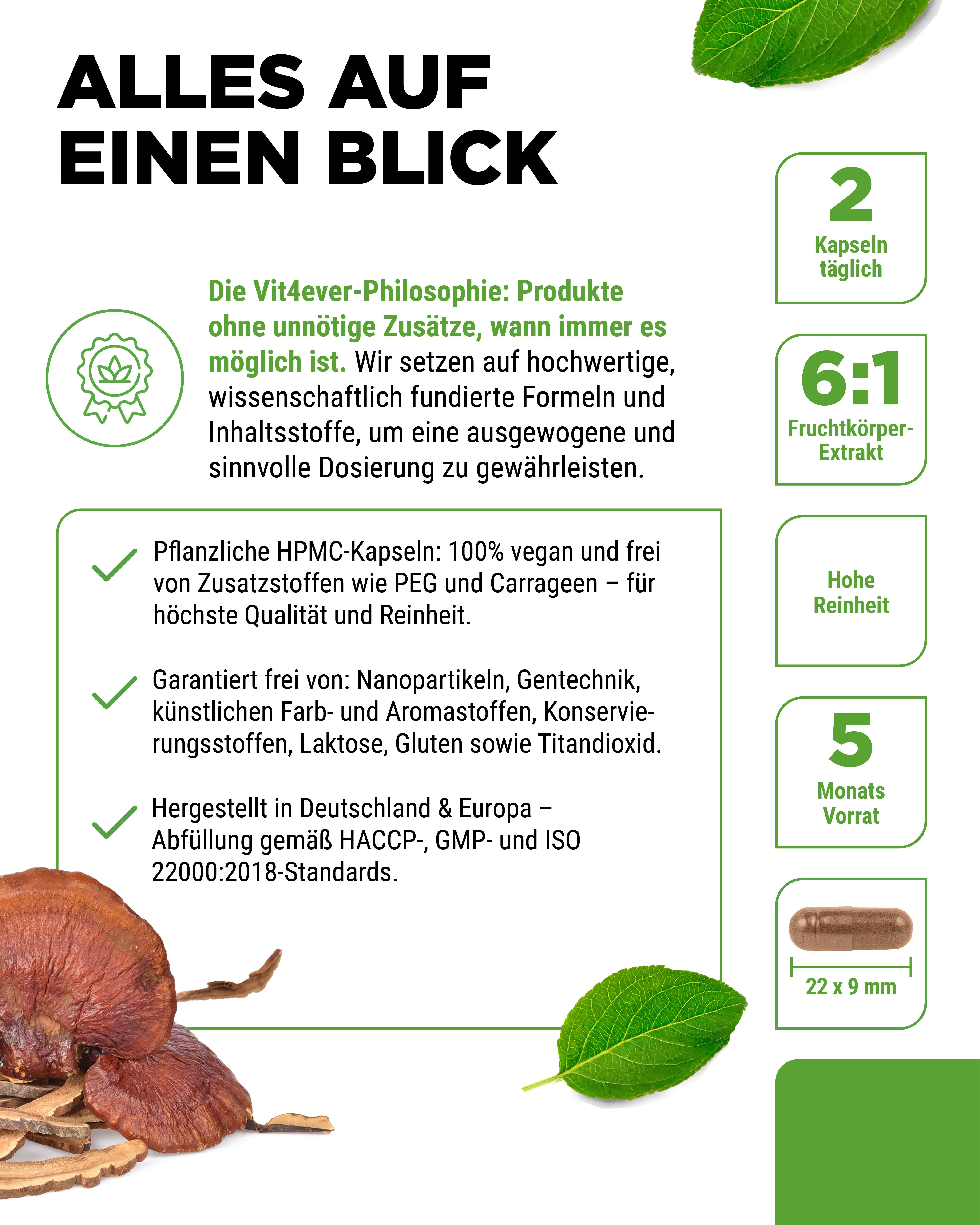 Reishi Intenso Mushroom - 650 mg Extract - 40% Bioactive Polysaccharides