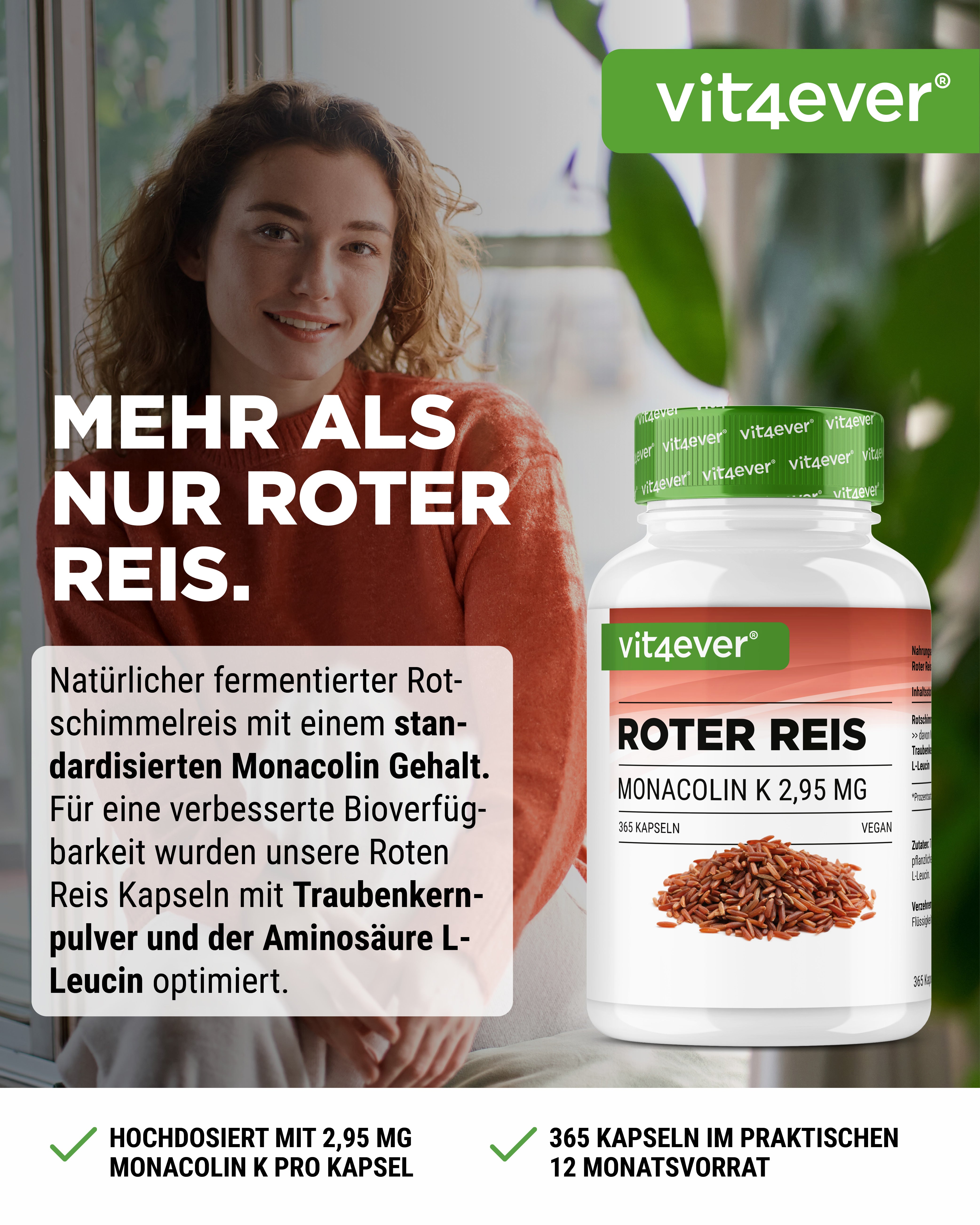 Red Yeast Rice Extract - 2.95 mg Monacolin K, 365 Capsules