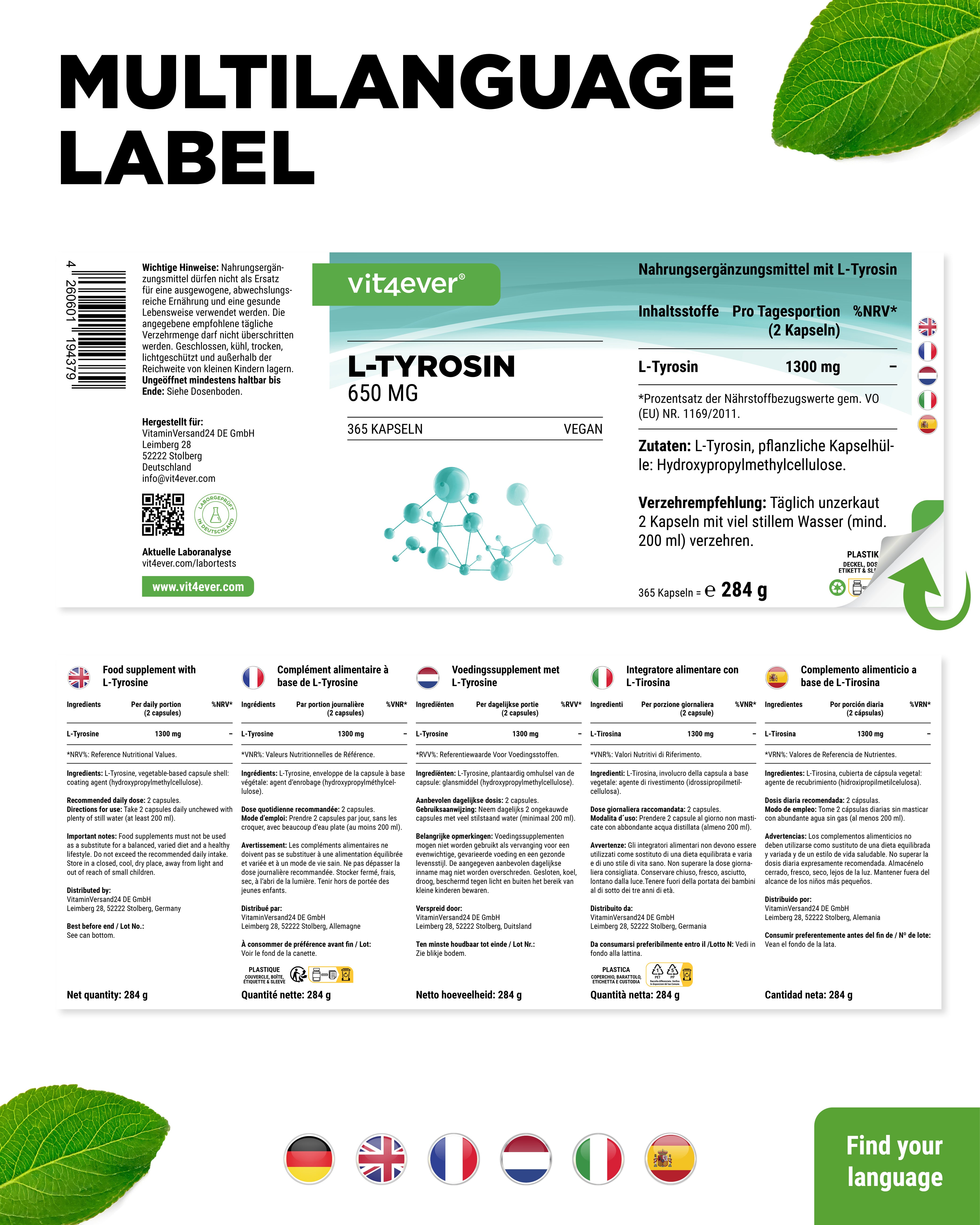L-Tyrosine - 365 gélules