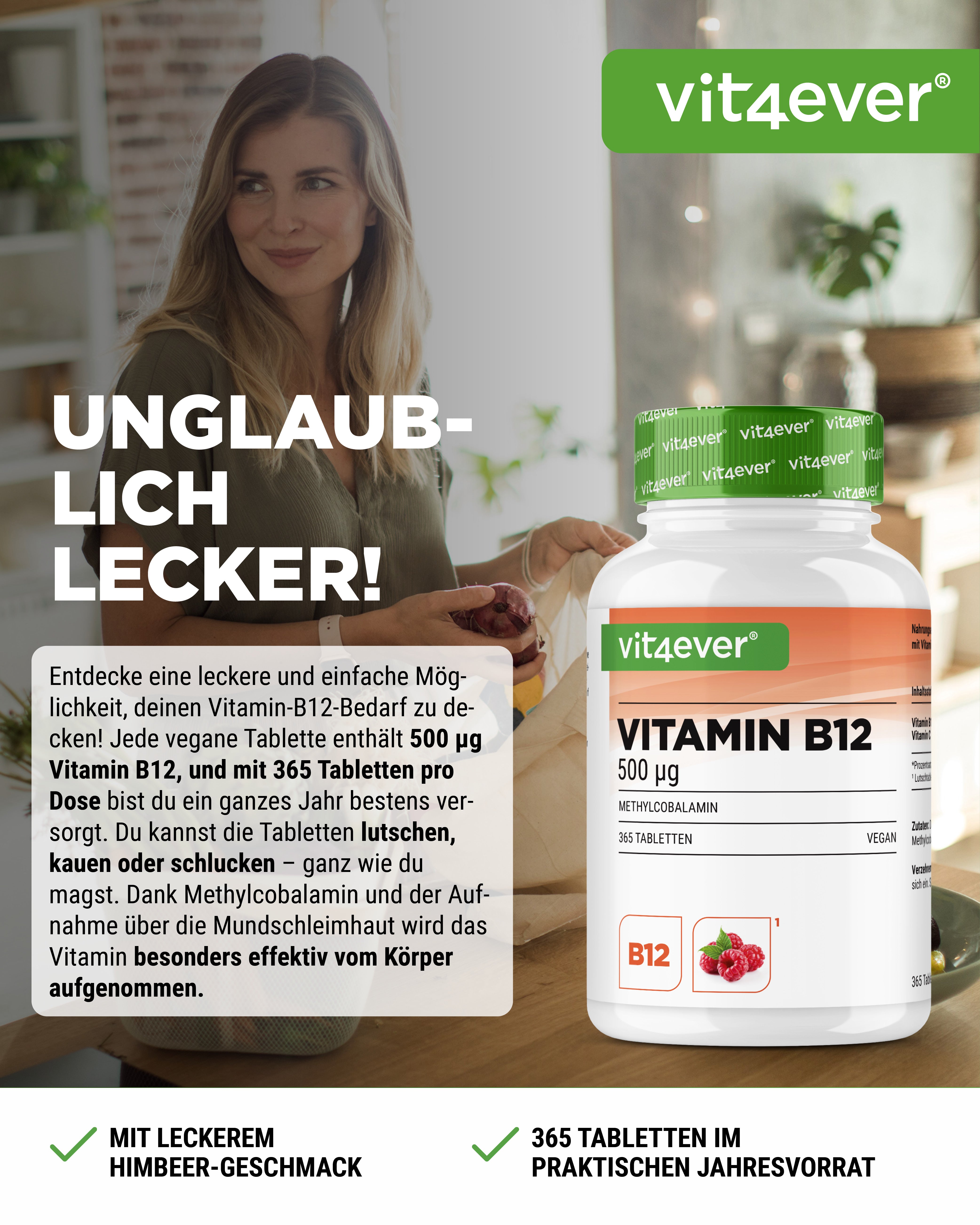 Vitamin B12 - 500 mcg - Himbeergeschmack