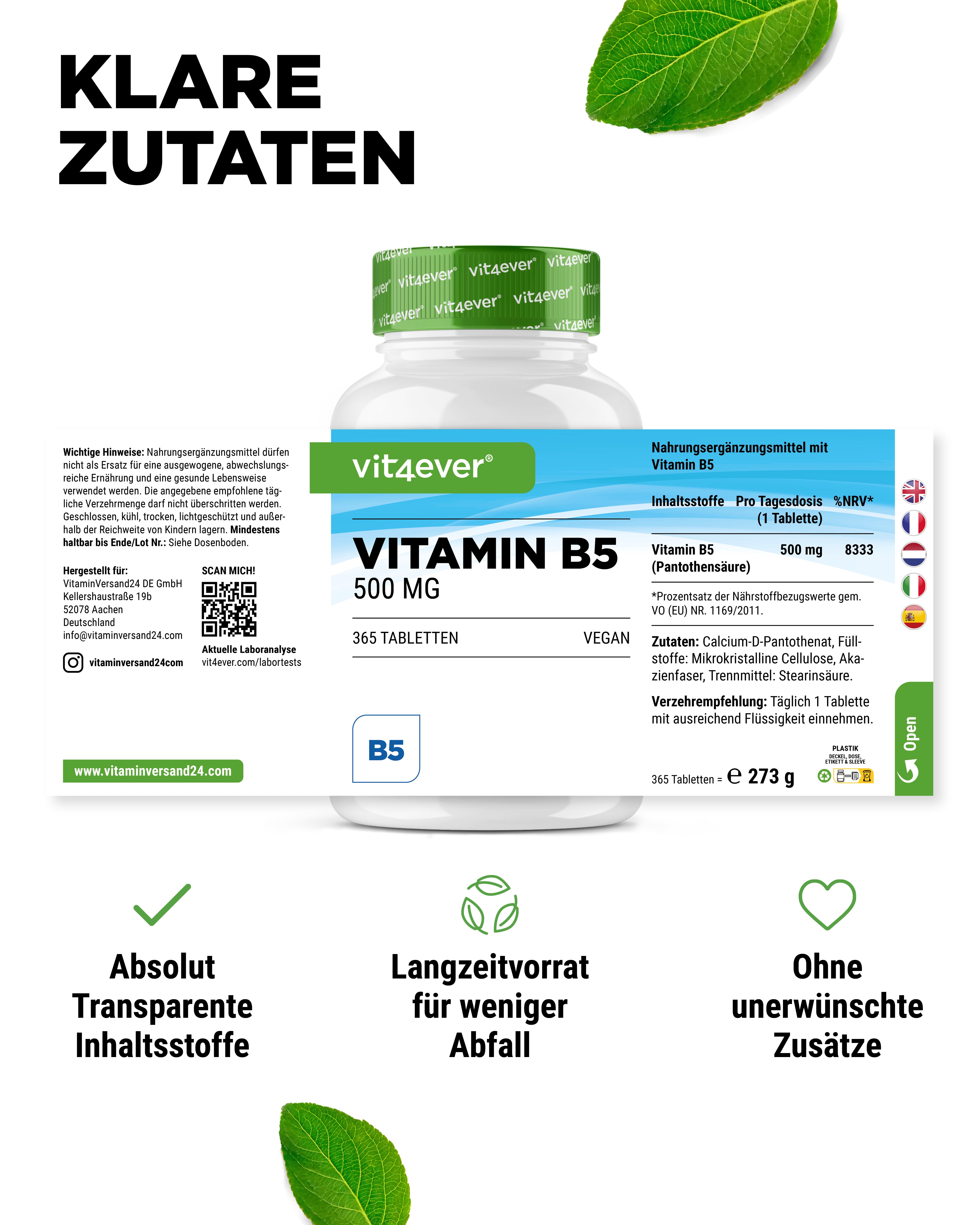 Vitamina B5 - 500 mg