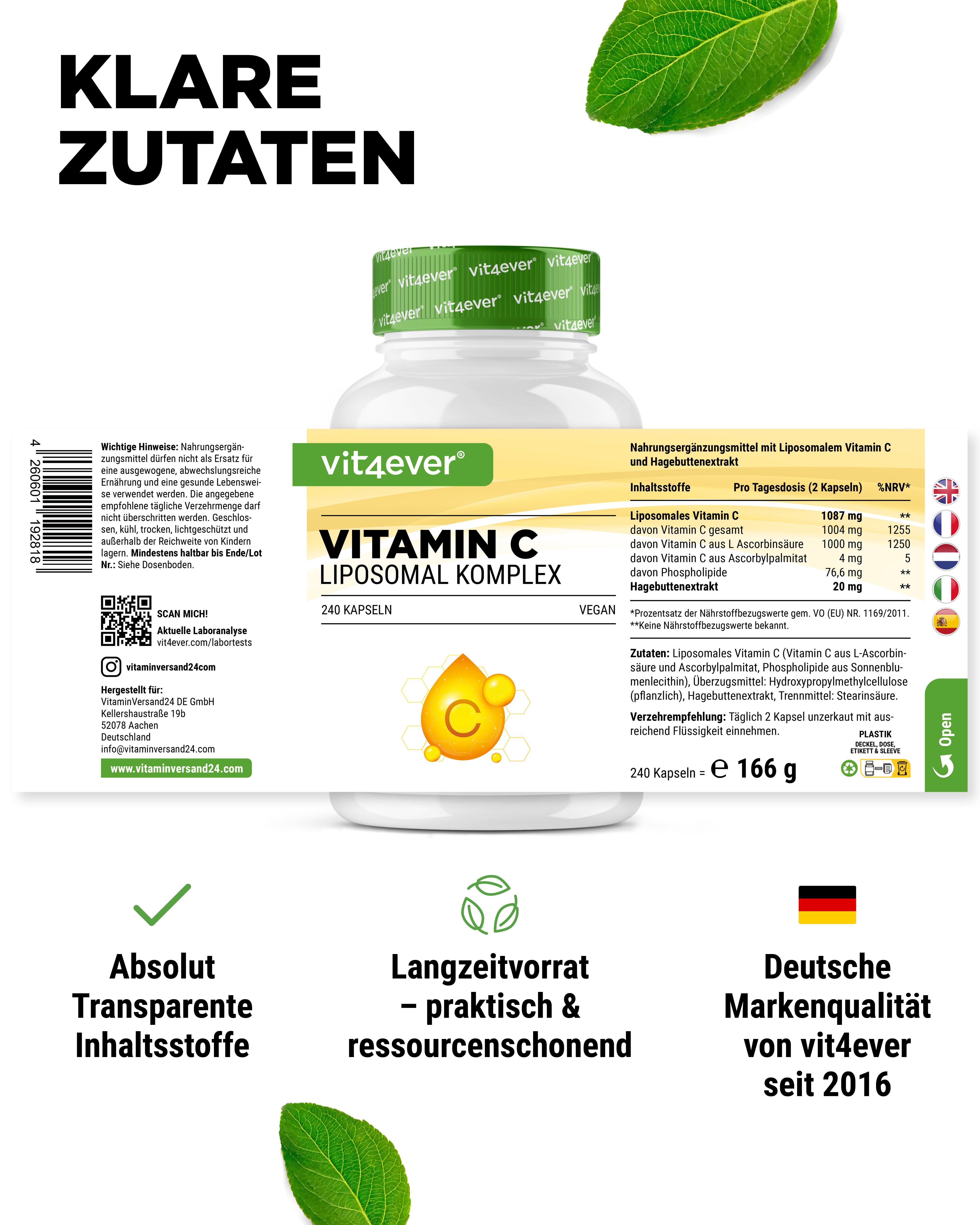 Liposomales Vitamin C - 240 Kapseln