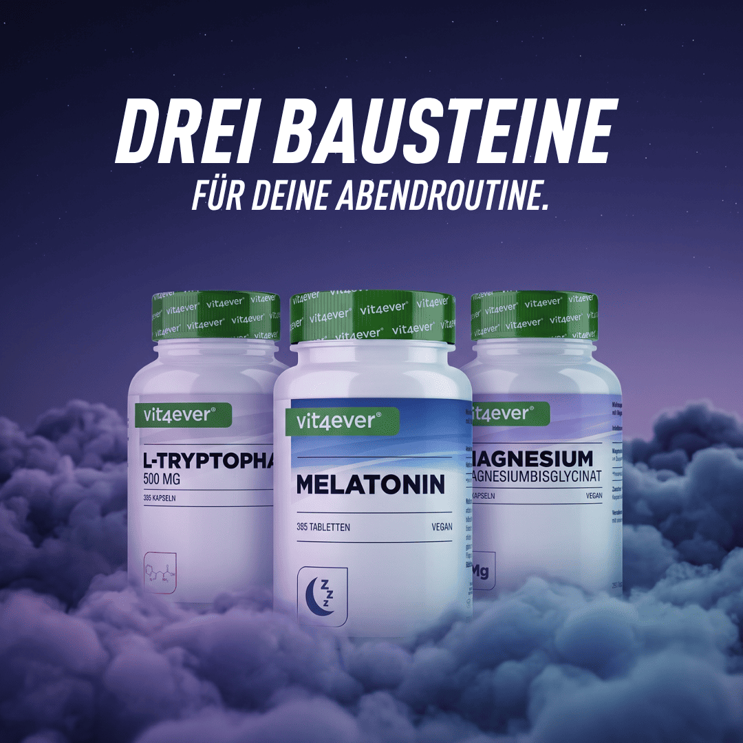 Schlafen können, aber nicht abschalten? Abendroutine mit Magnesium, L-Tryptophan & Melatonin