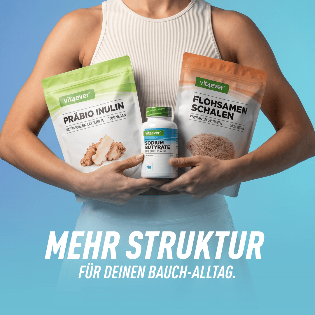 Verdauungsroutine mit Flohsamenschalen, Inulin & Sodium Butyrate