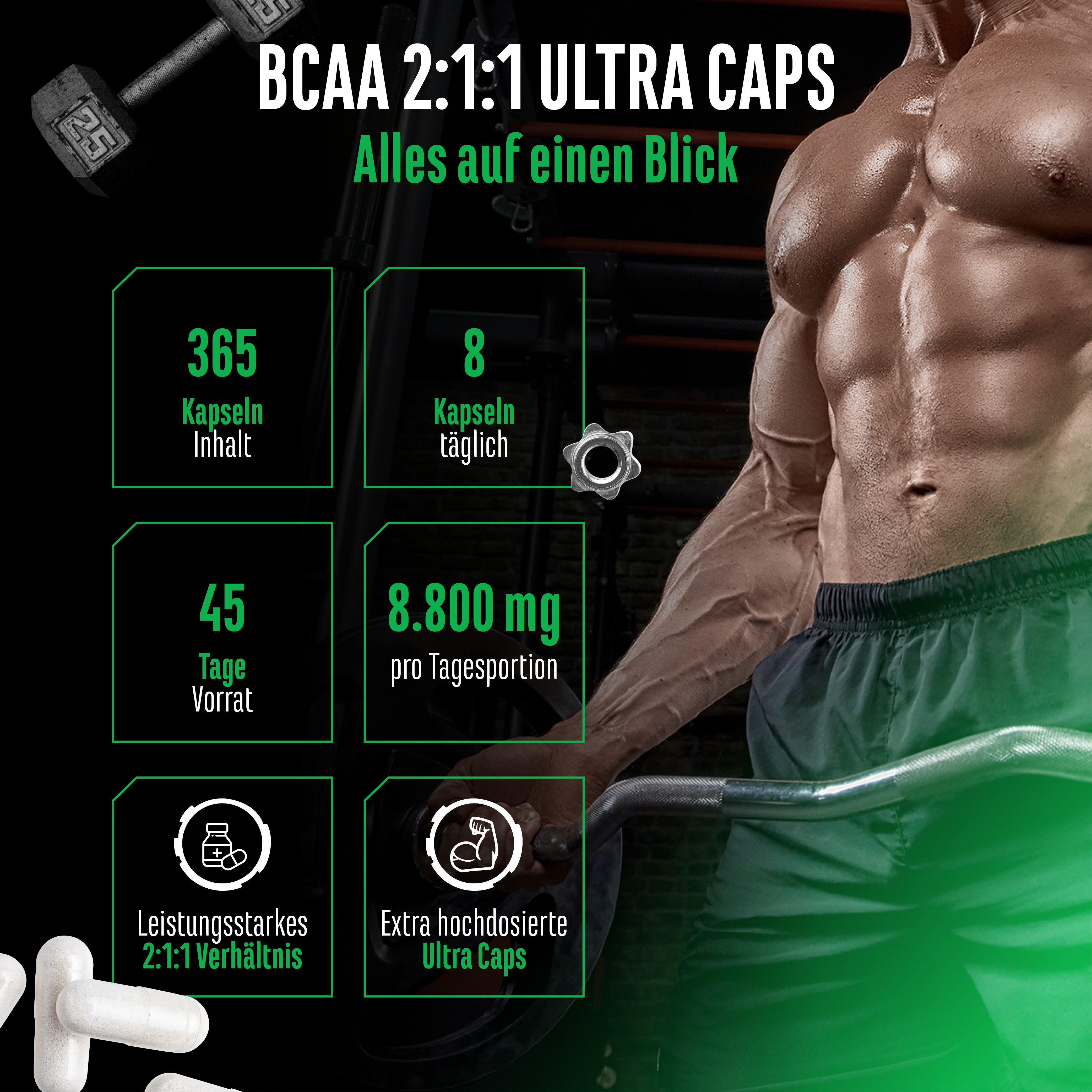 BCAA 2:1:1, 365 Kapseln