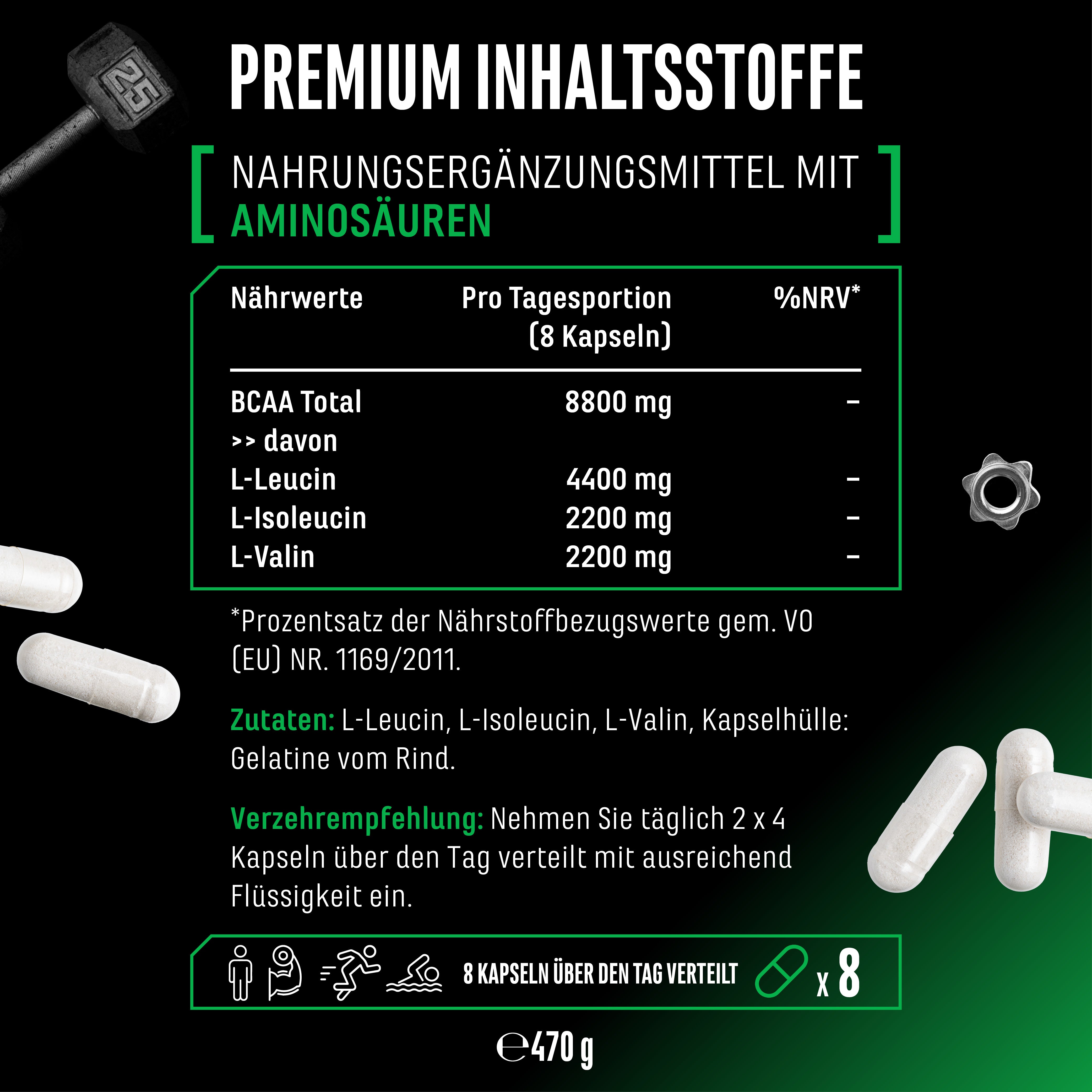 BCAA 2:1:1, 365 Capsules