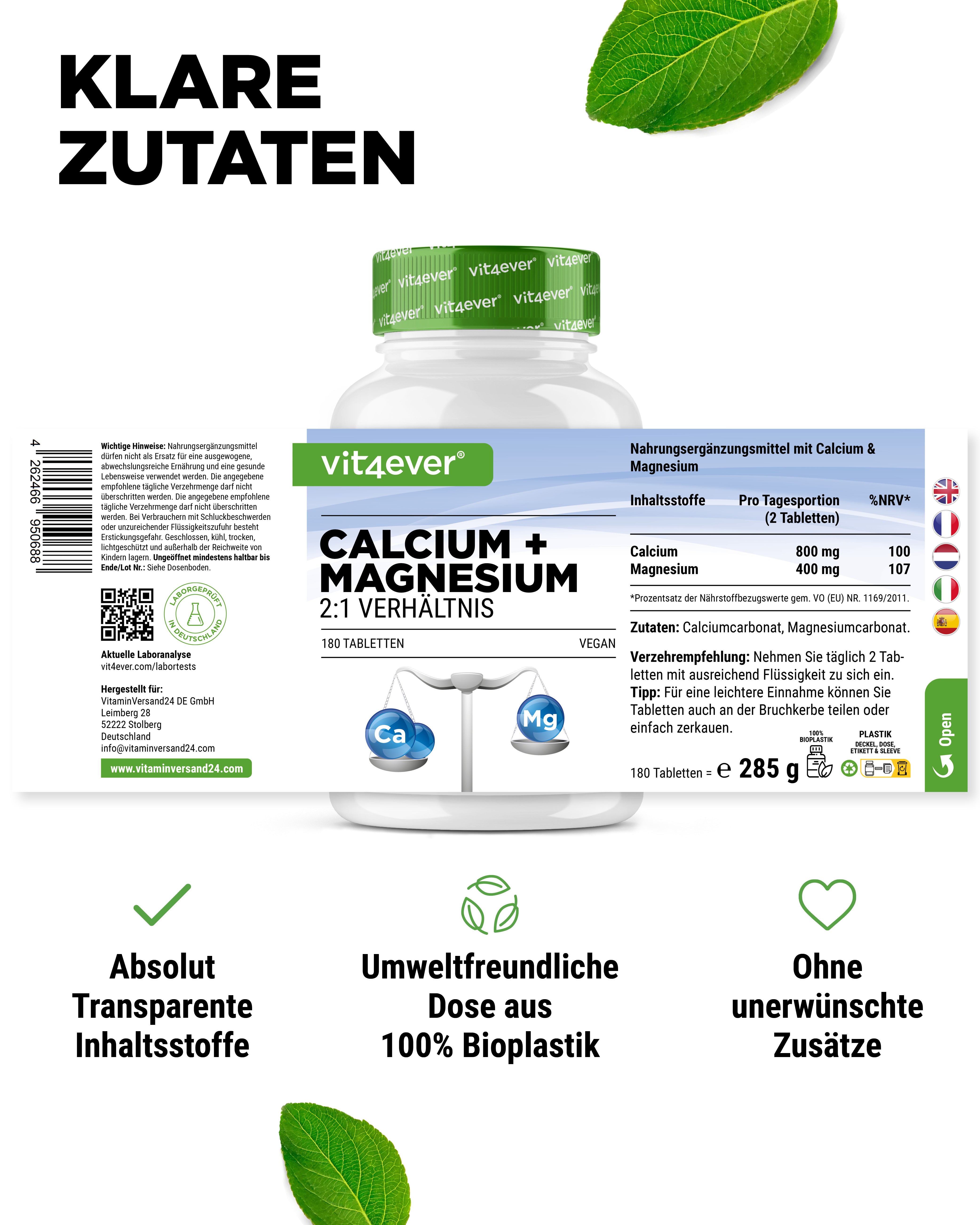 Calcium + Magnesium - 2:1 Verhältnis
