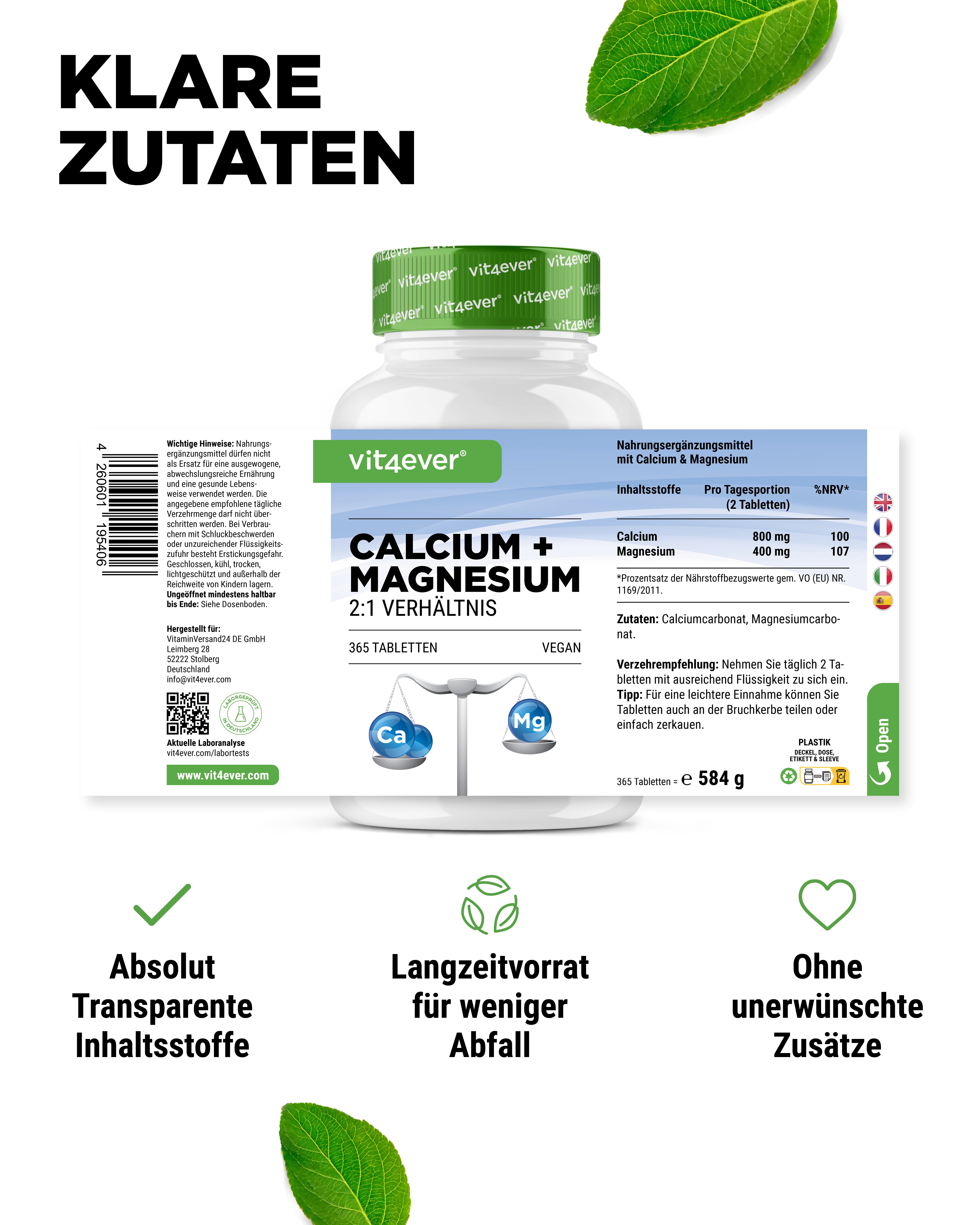 Calcium + Magnesium - 2:1 Verhältnis