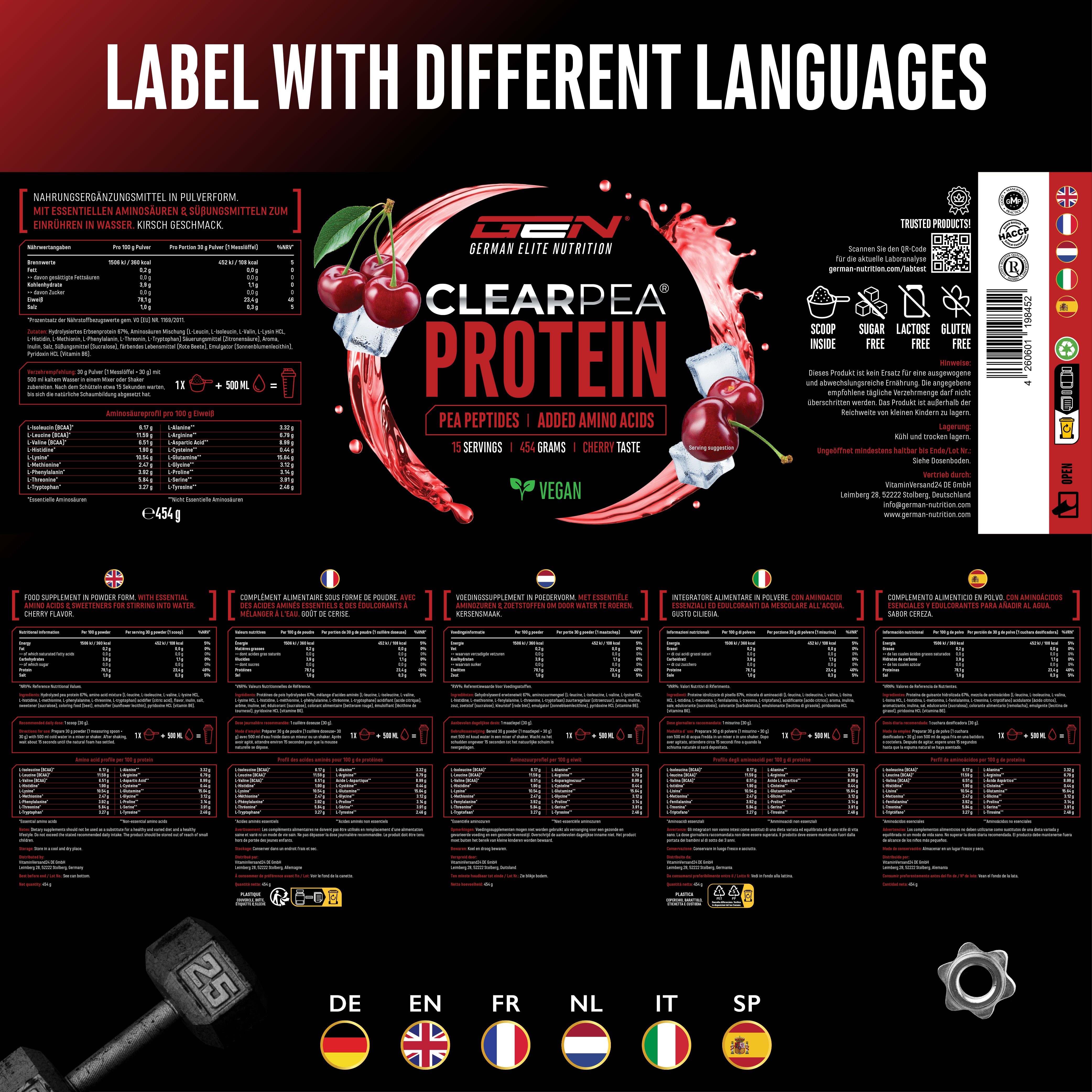 ClearPea® - Proteína vegana transparente - Cola, 454 g