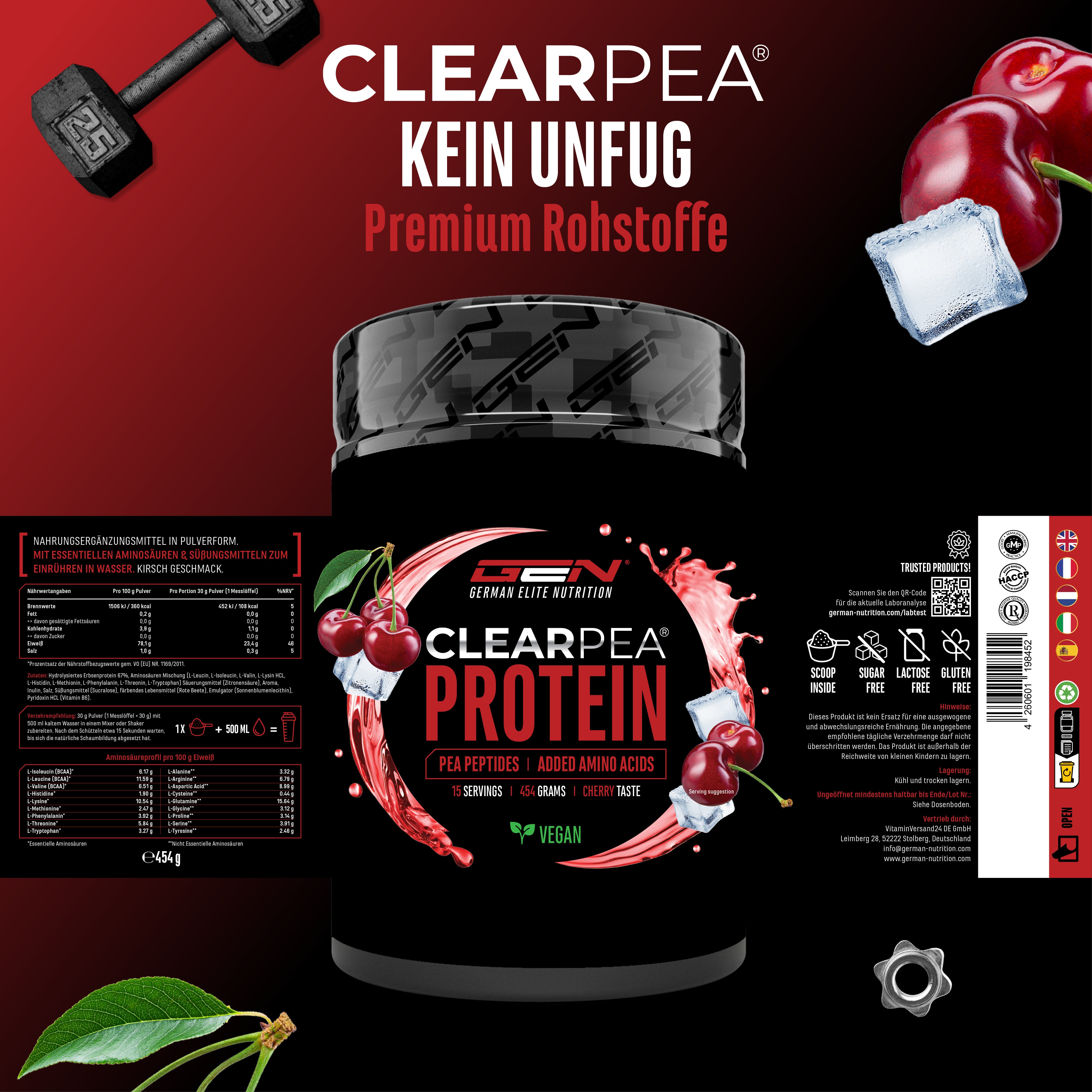 ClearPea® - Proteína vegana transparente - Cola, 454 g
