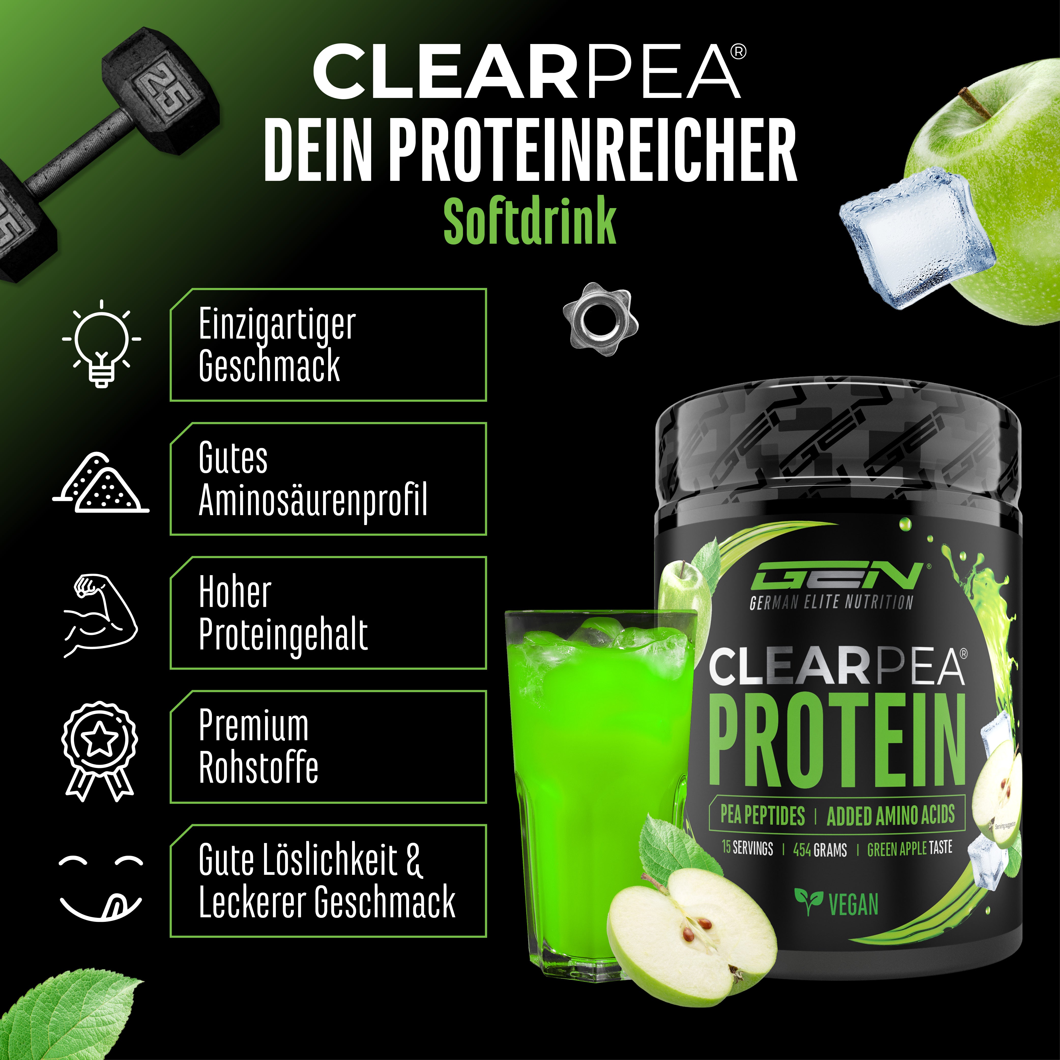 ClearPea® - Proteína vegana transparente - Cola, 454 g
