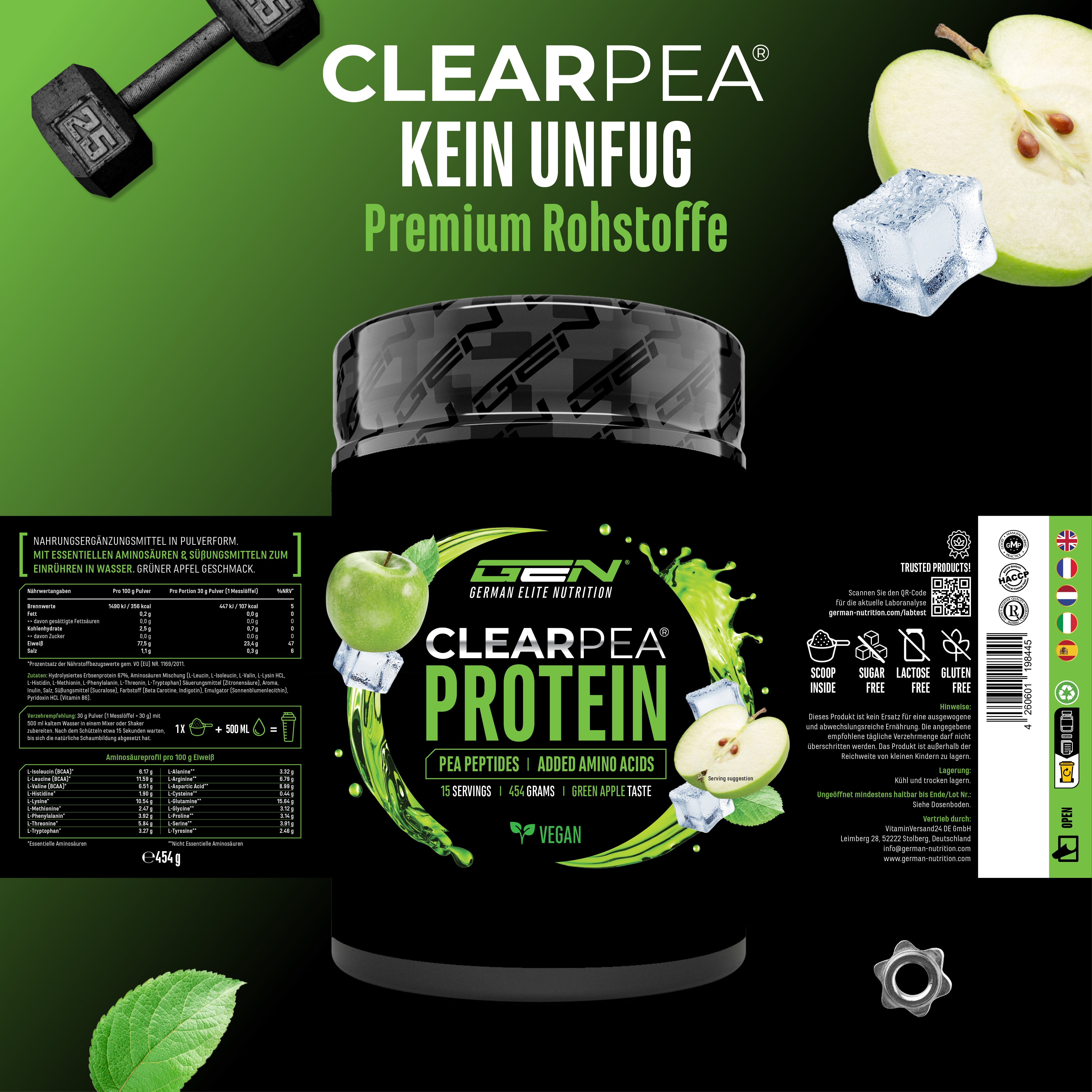 ClearPea® - Proteína vegana transparente - Cola, 454 g
