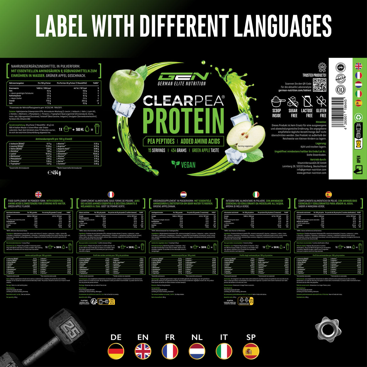 ClearPea® - Proteína vegana transparente - Cola, 454 g