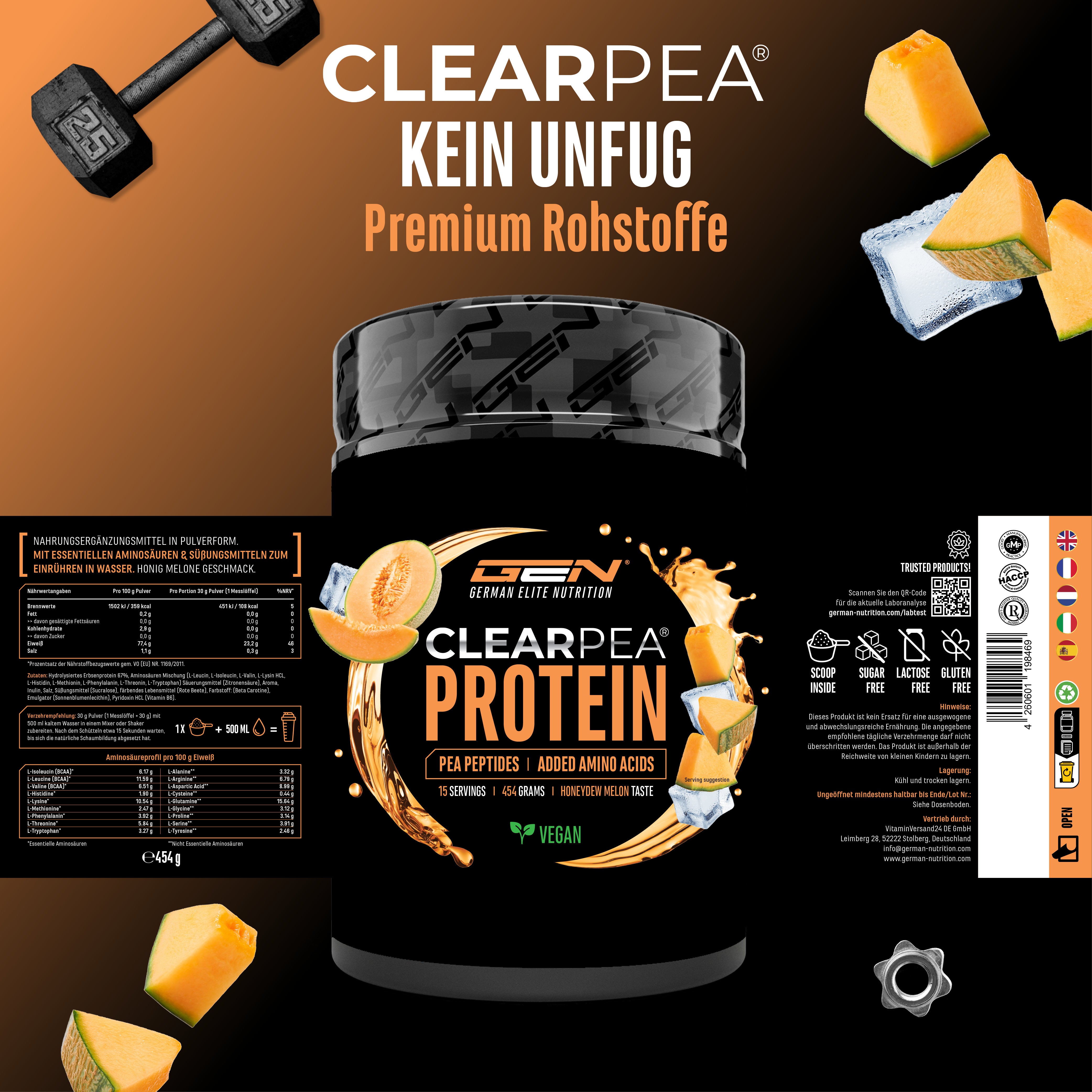 ClearPea® - Proteína vegana transparente - Cola, 454 g