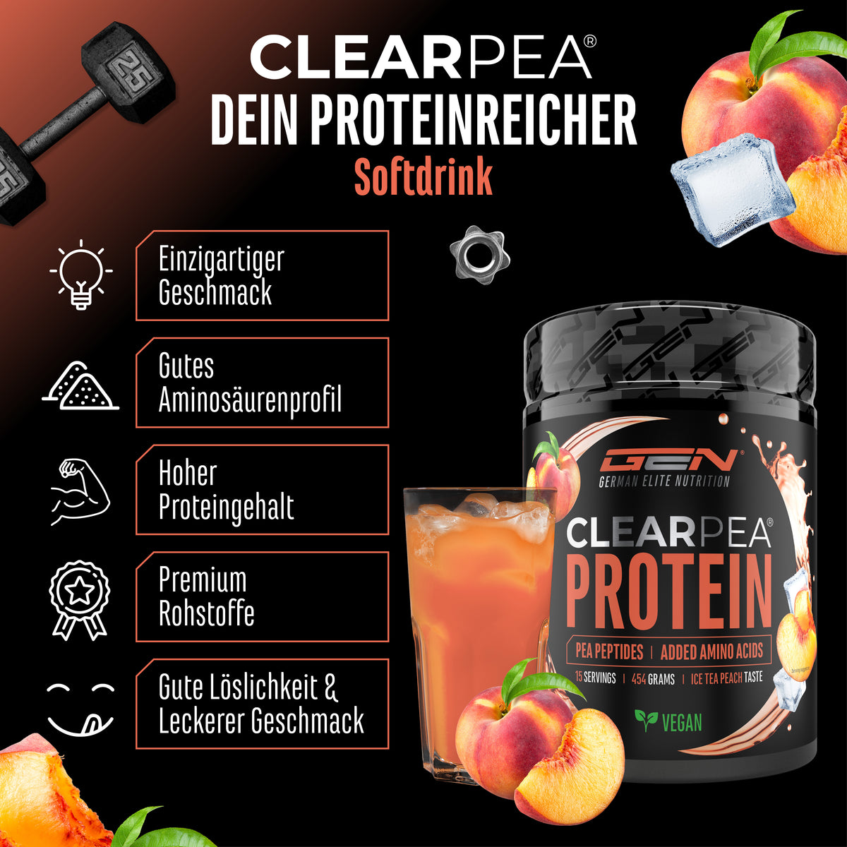 ClearPea® - Proteína vegana transparente - Cola, 454 g