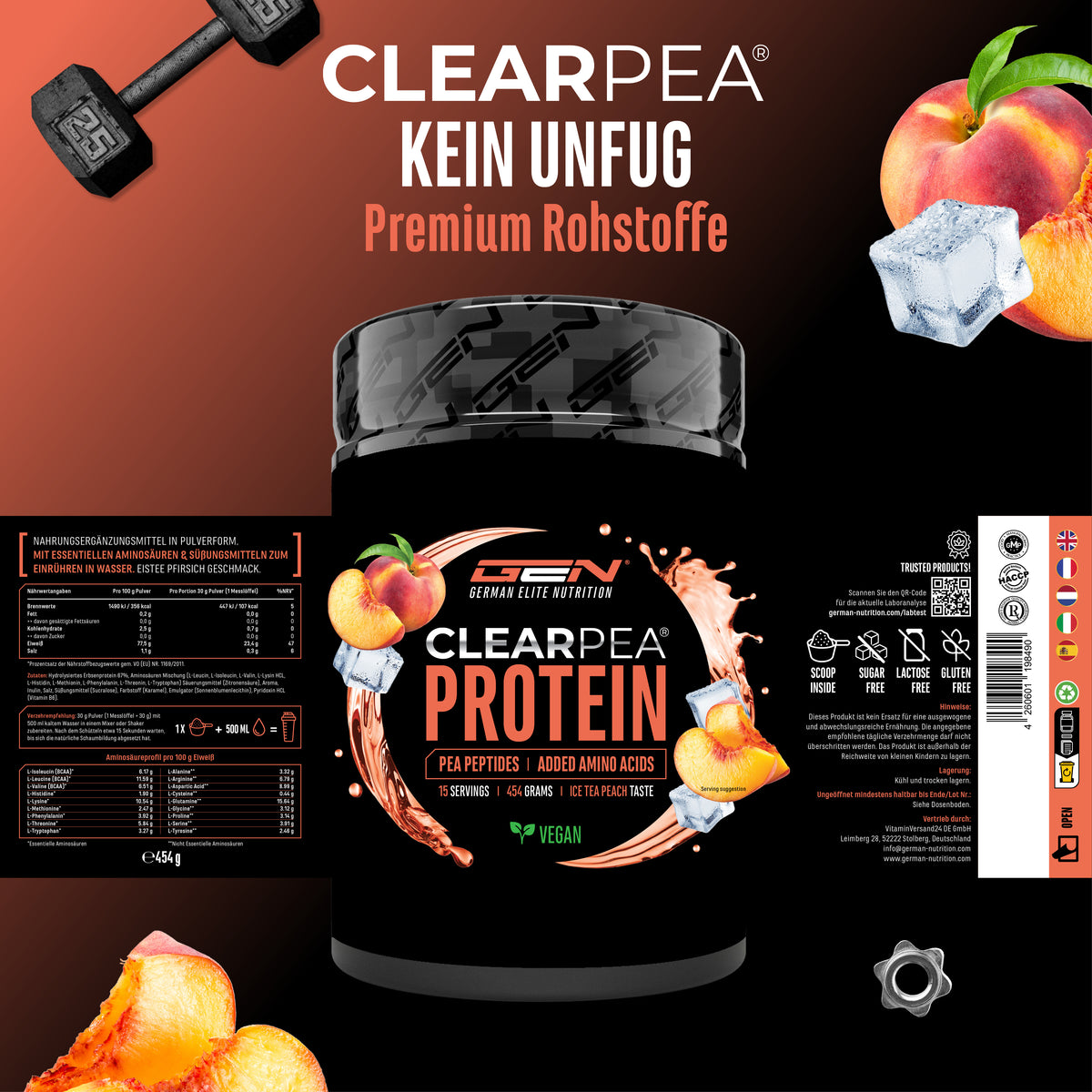 ClearPea® - Proteína vegana transparente - Cola, 454 g