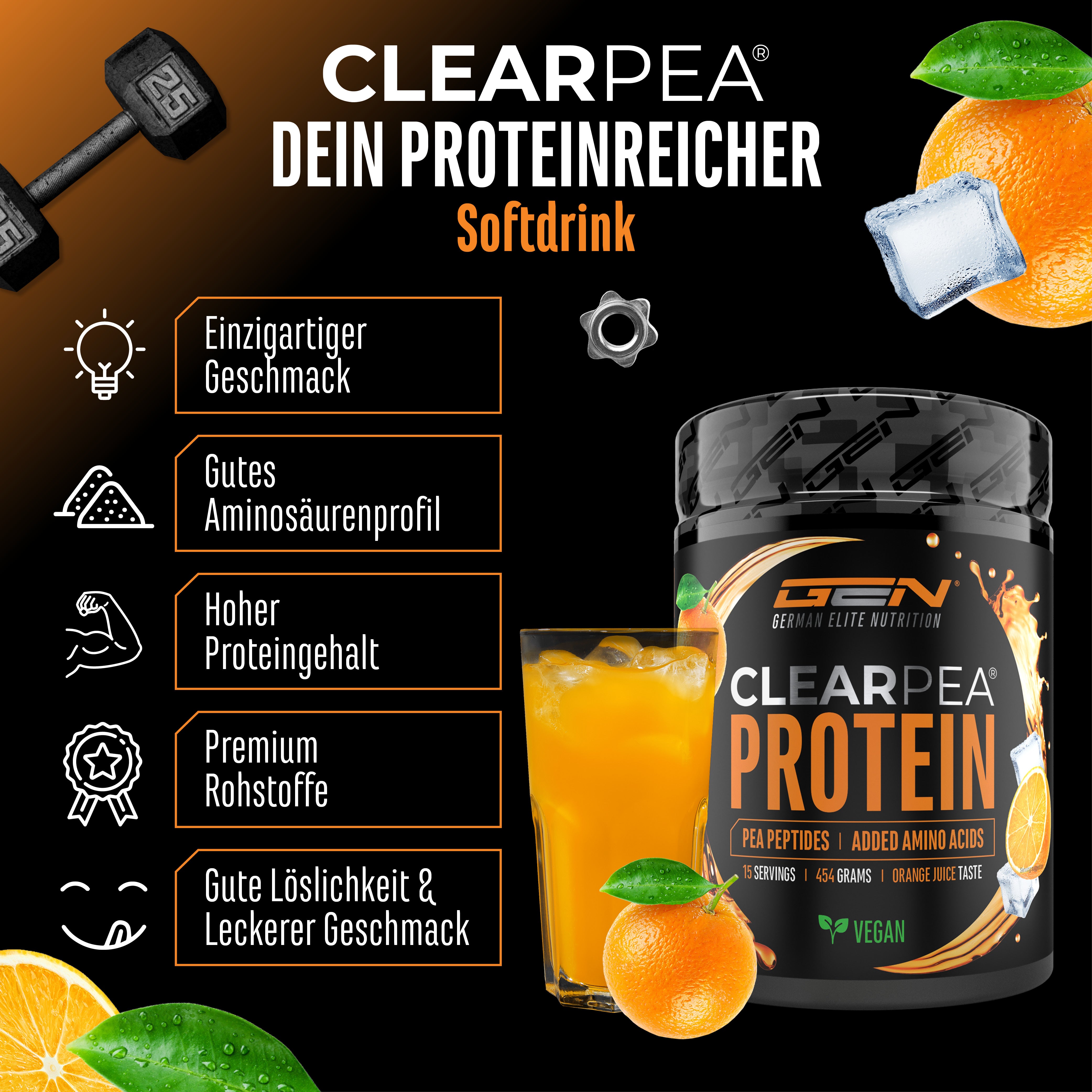 ClearPea® - Proteína vegana transparente - Cola, 454 g