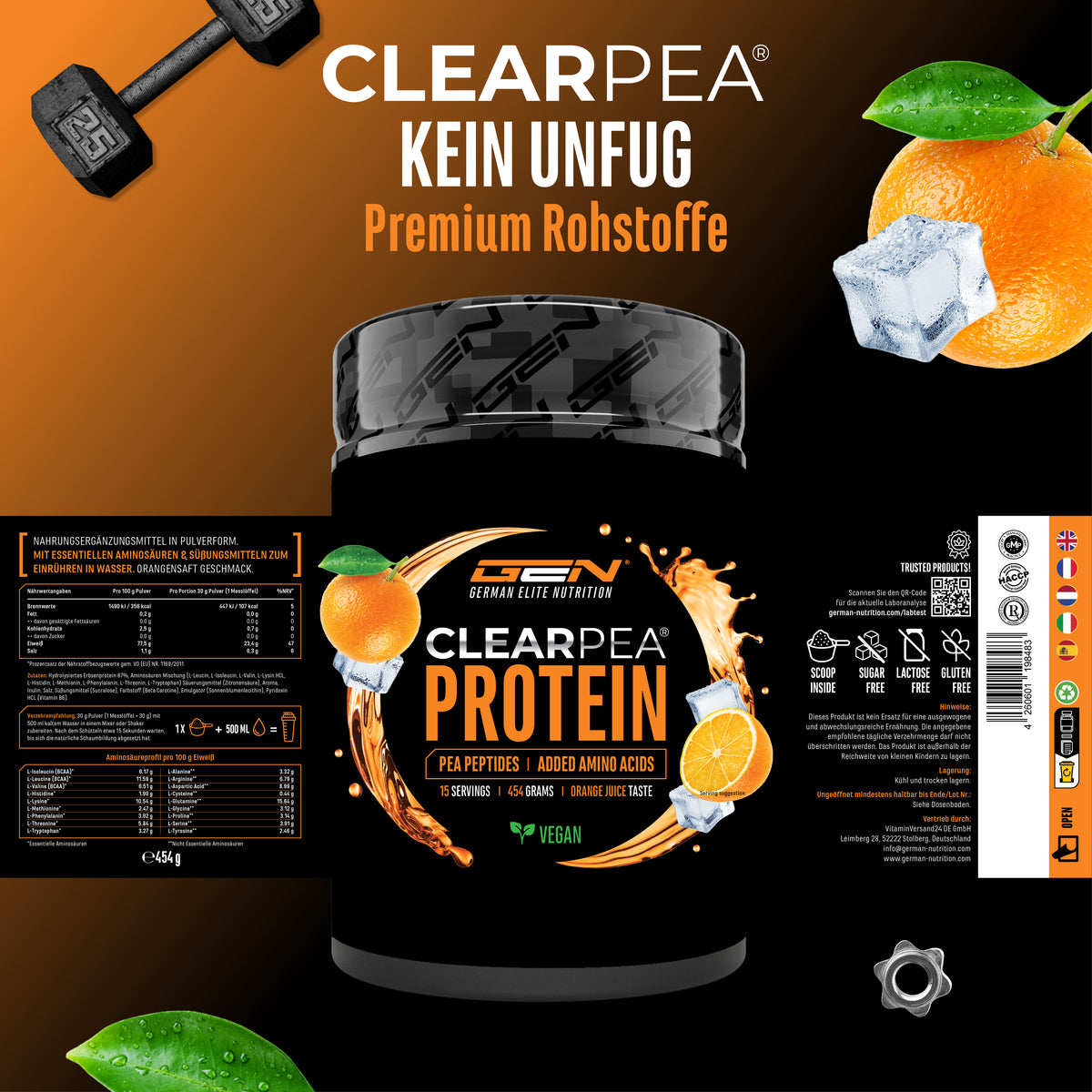 ClearPea® - Proteína vegana transparente - Cola, 454 g