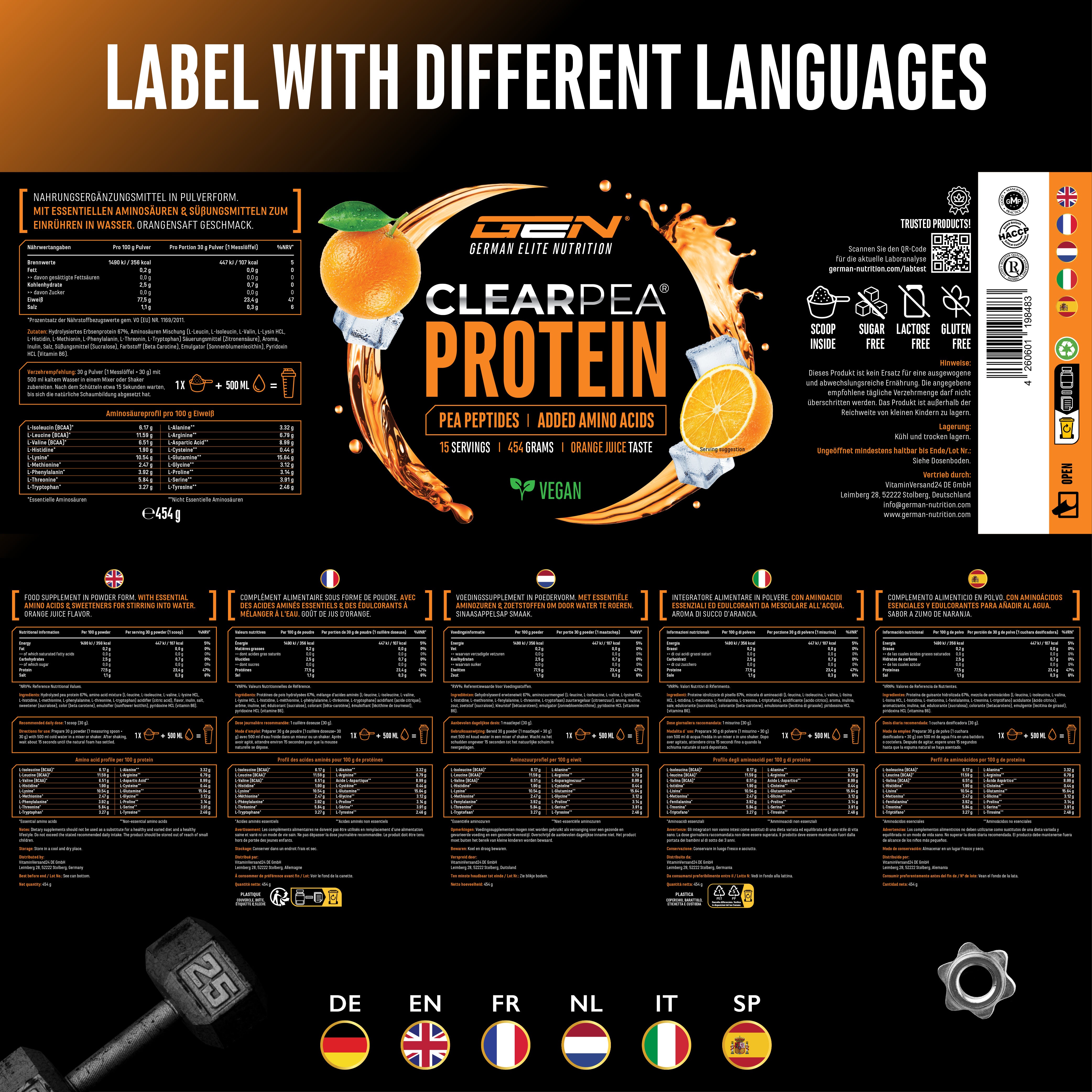 ClearPea® - Proteína vegana transparente - Cola, 454 g