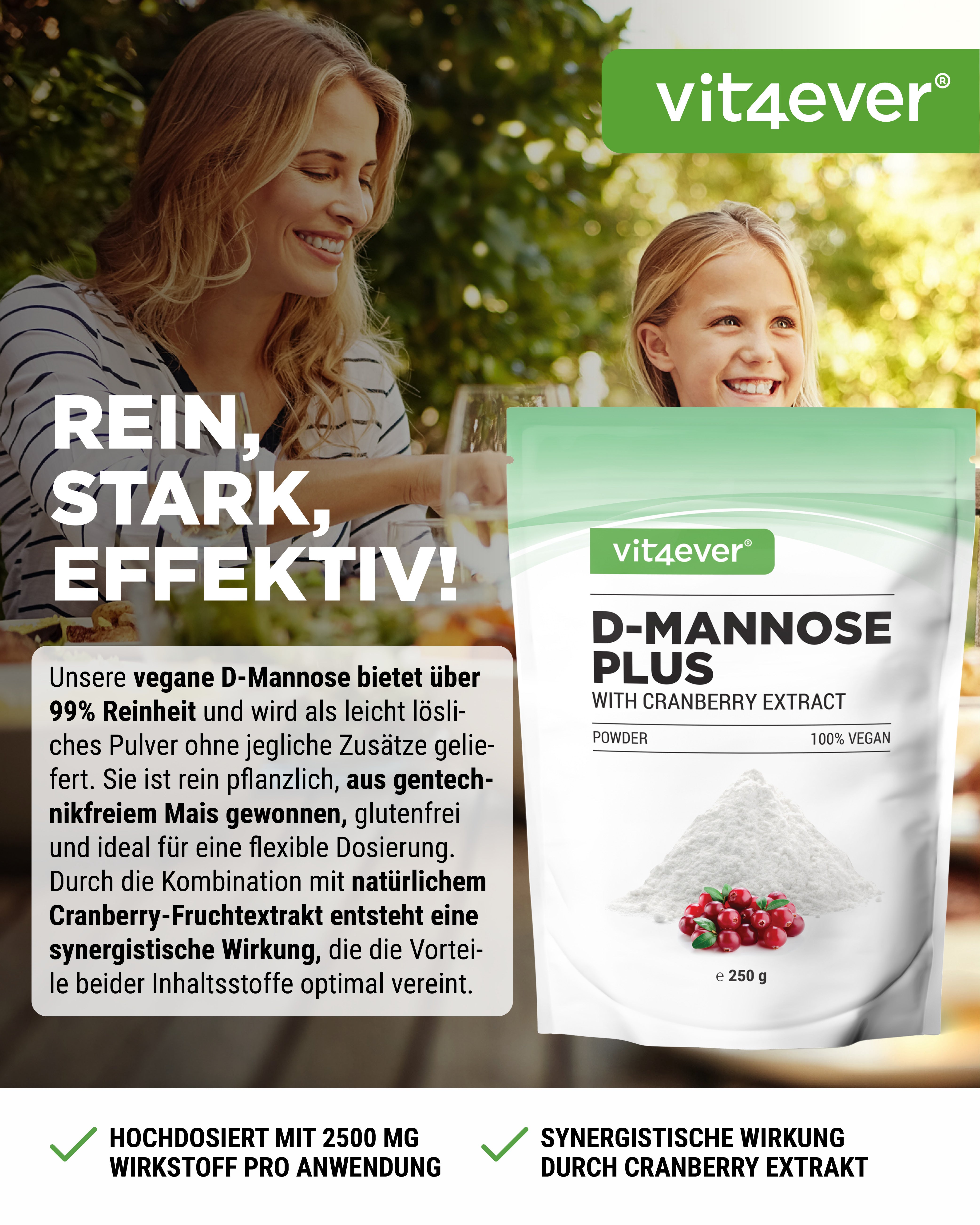 D-Mannose + Cranberry Pulver