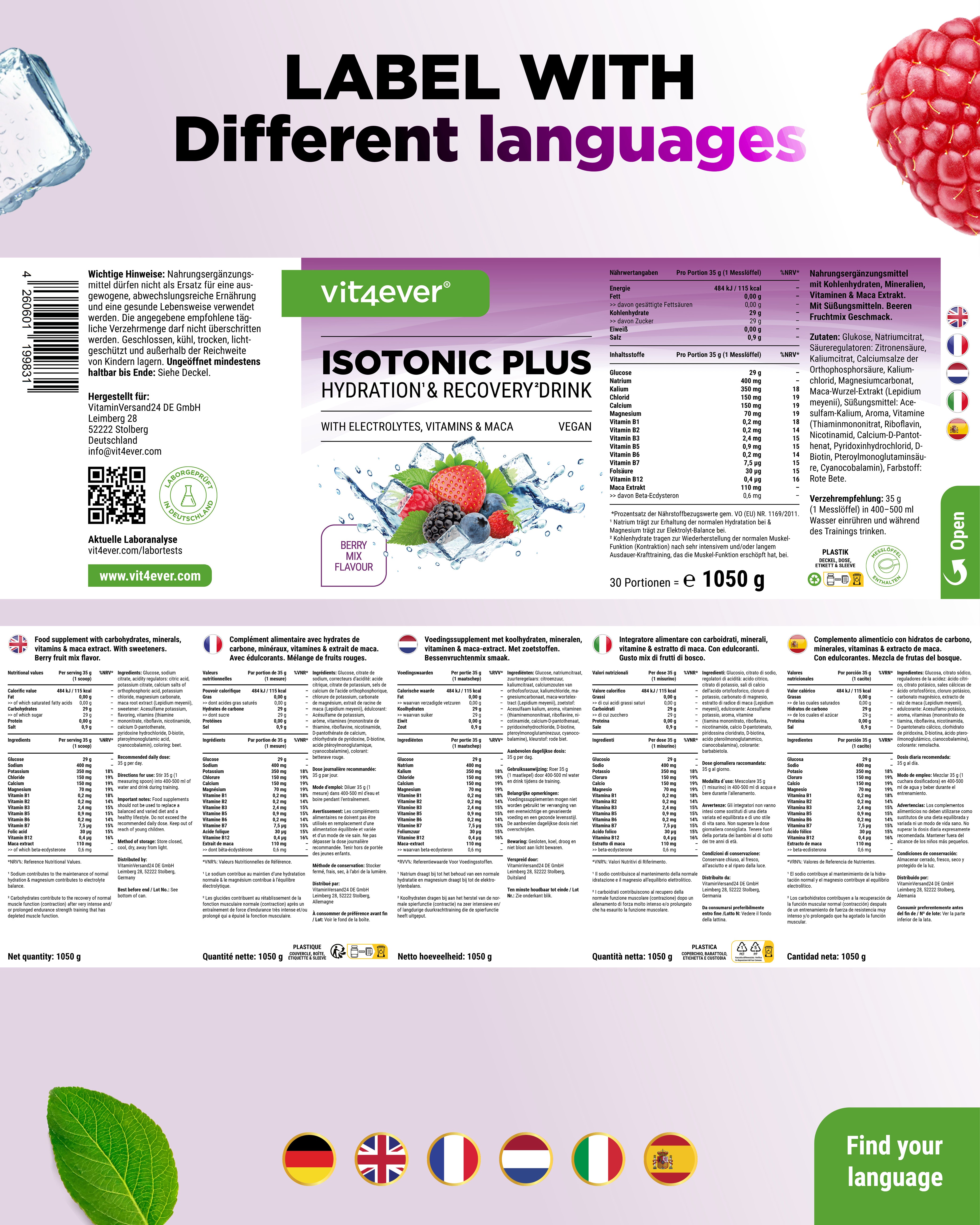 Isotonic Plus - Berry Mix, 1050 g