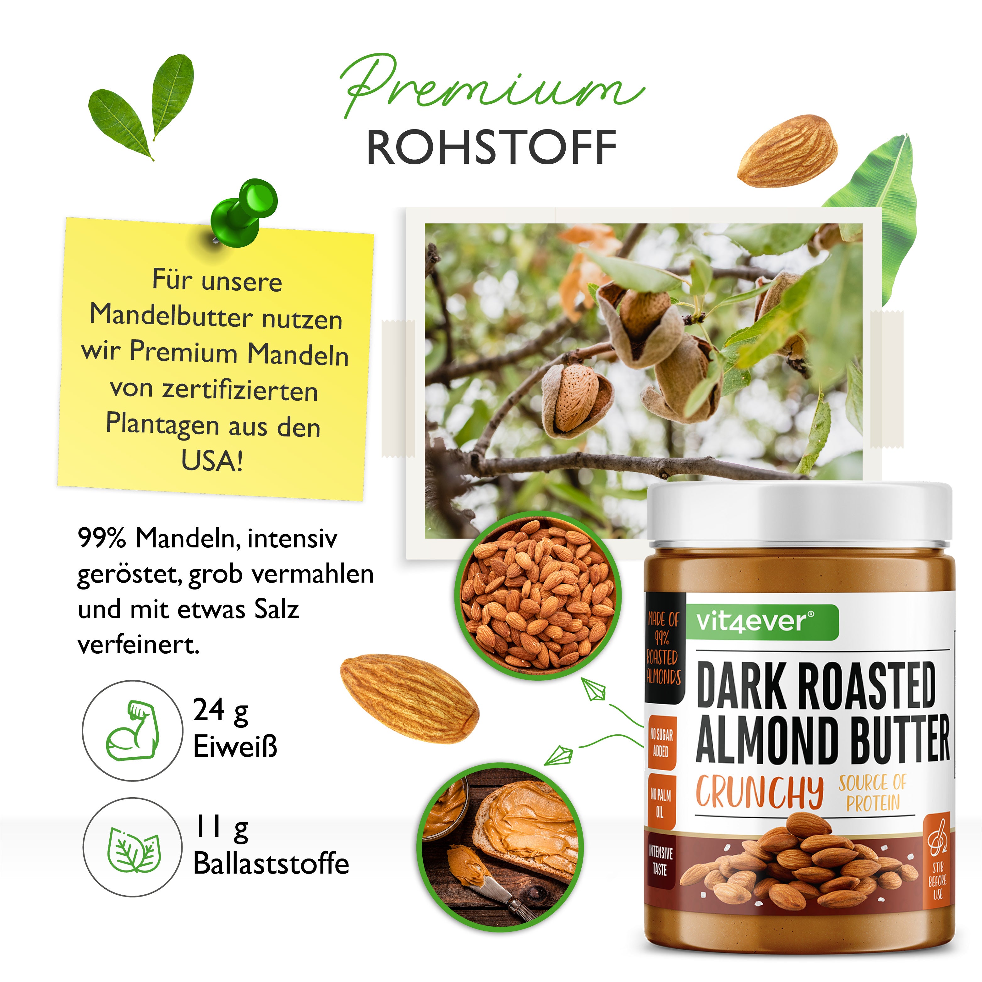 100% Mandelmus (Dark Roasted Crunchy)1000 g