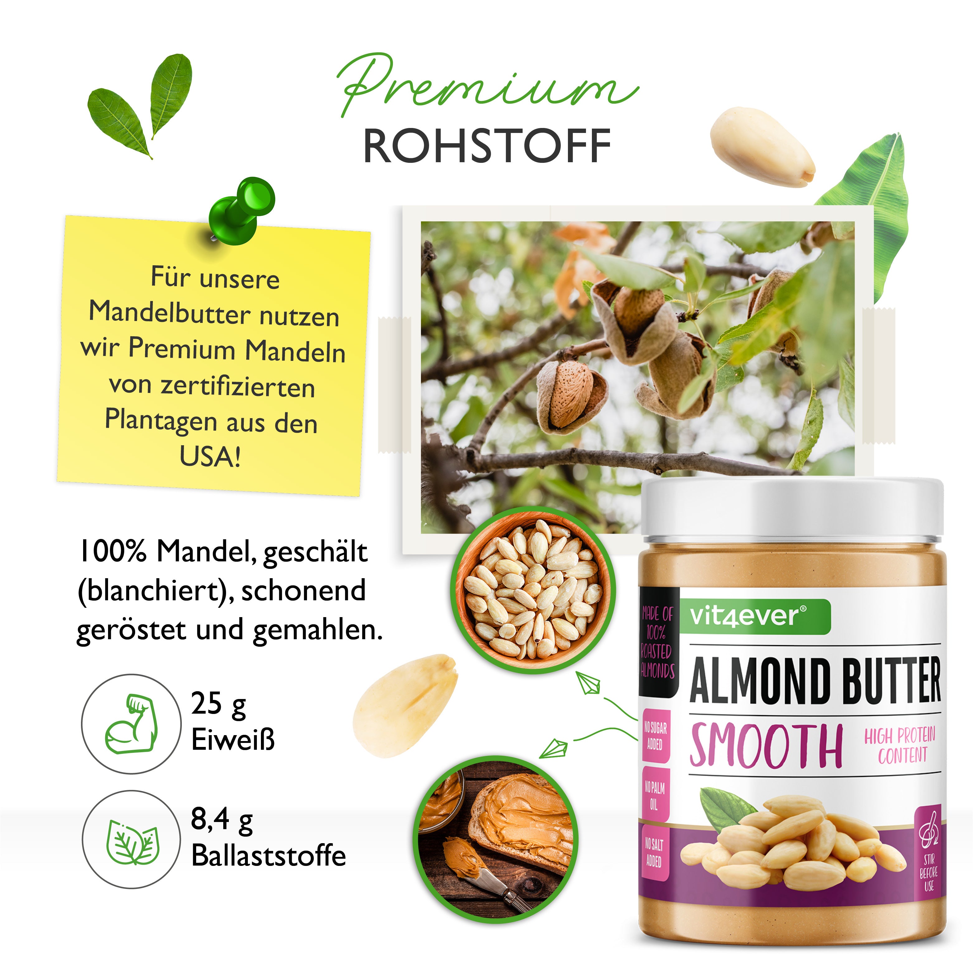 100% Mandelmus Weiss - 1000 g