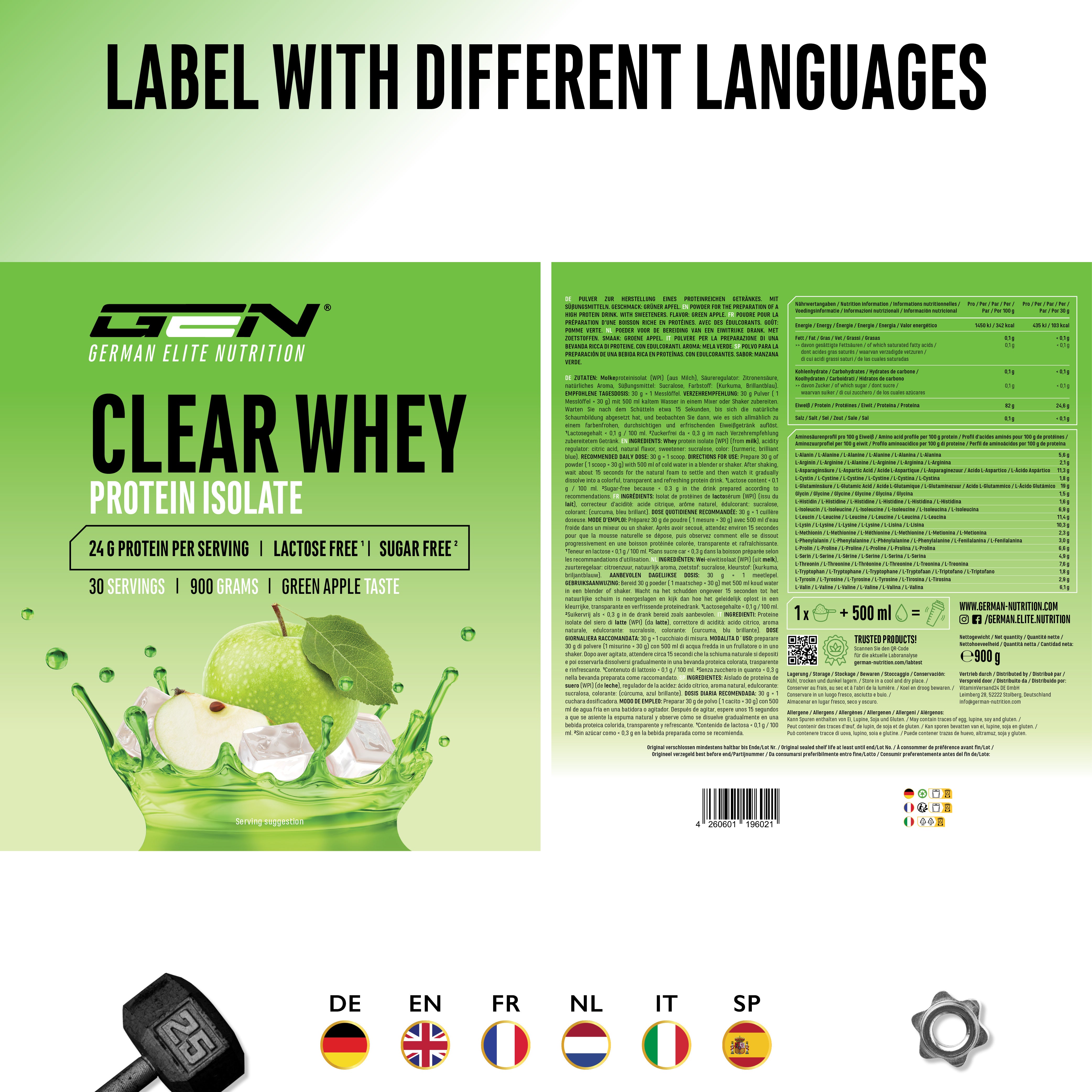Clear Whey Protein - Fresh Apricot, 900 g