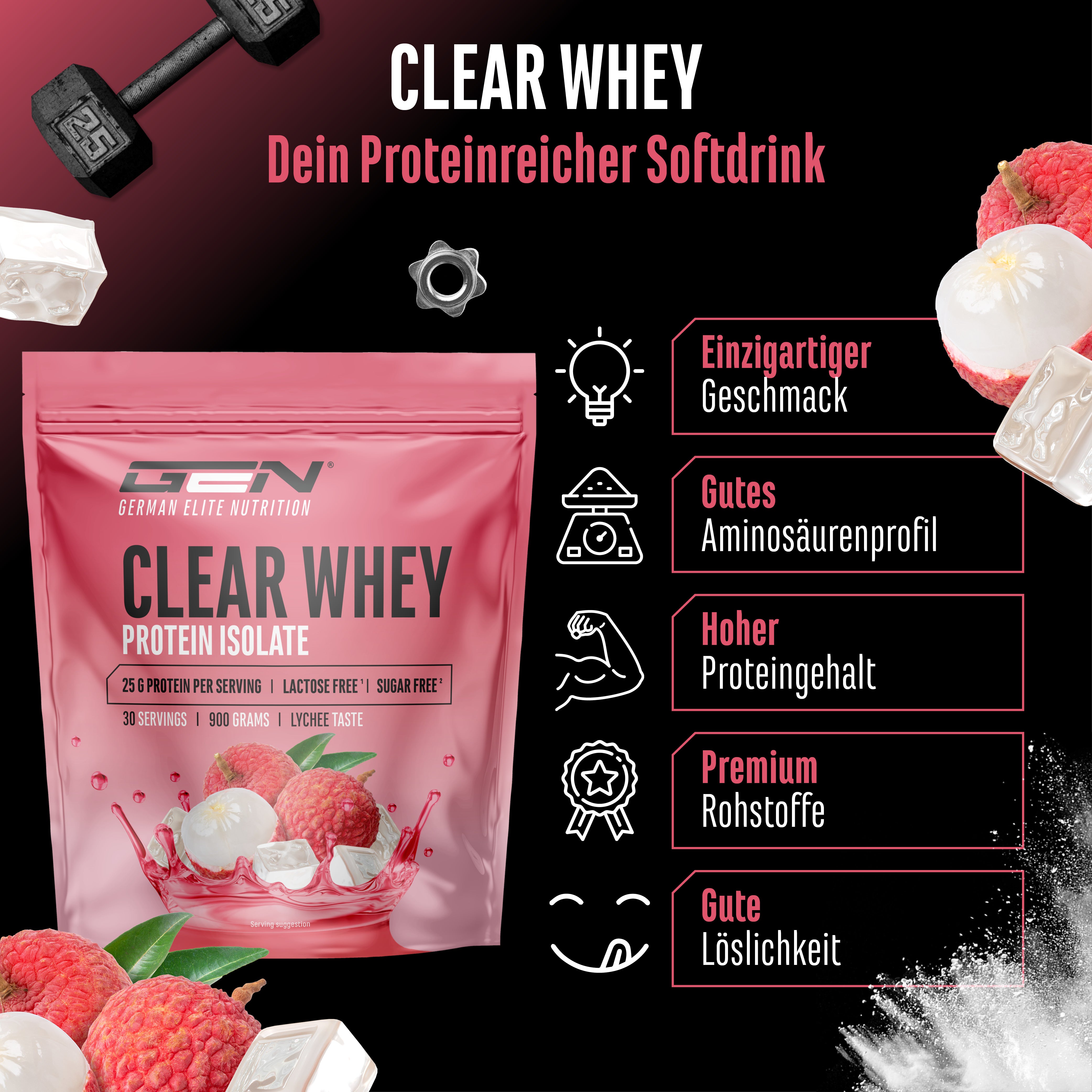Clear Whey Protein - Fresh Apricot, 900 g