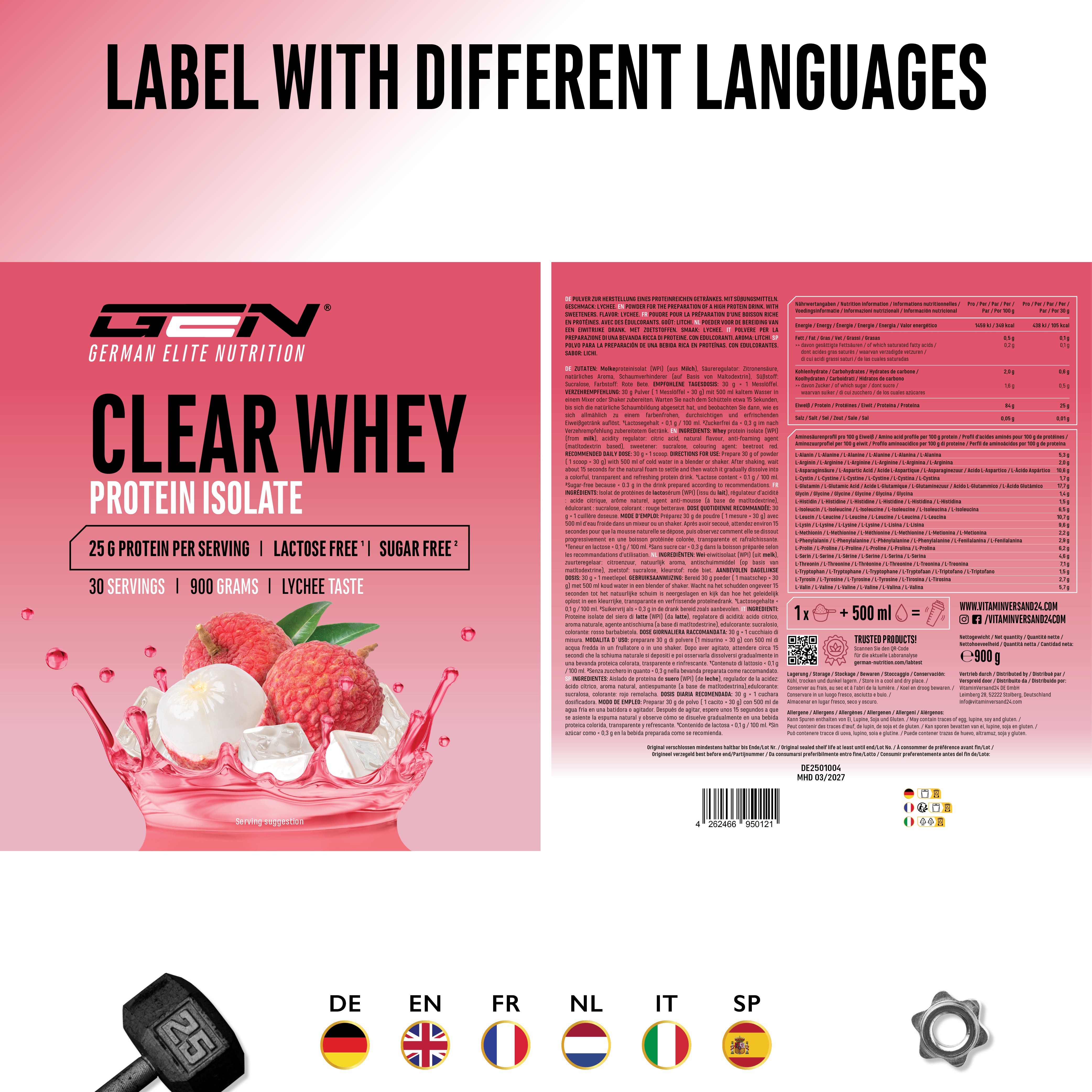 Clear Whey Protein - Fresh Apricot, 900 g