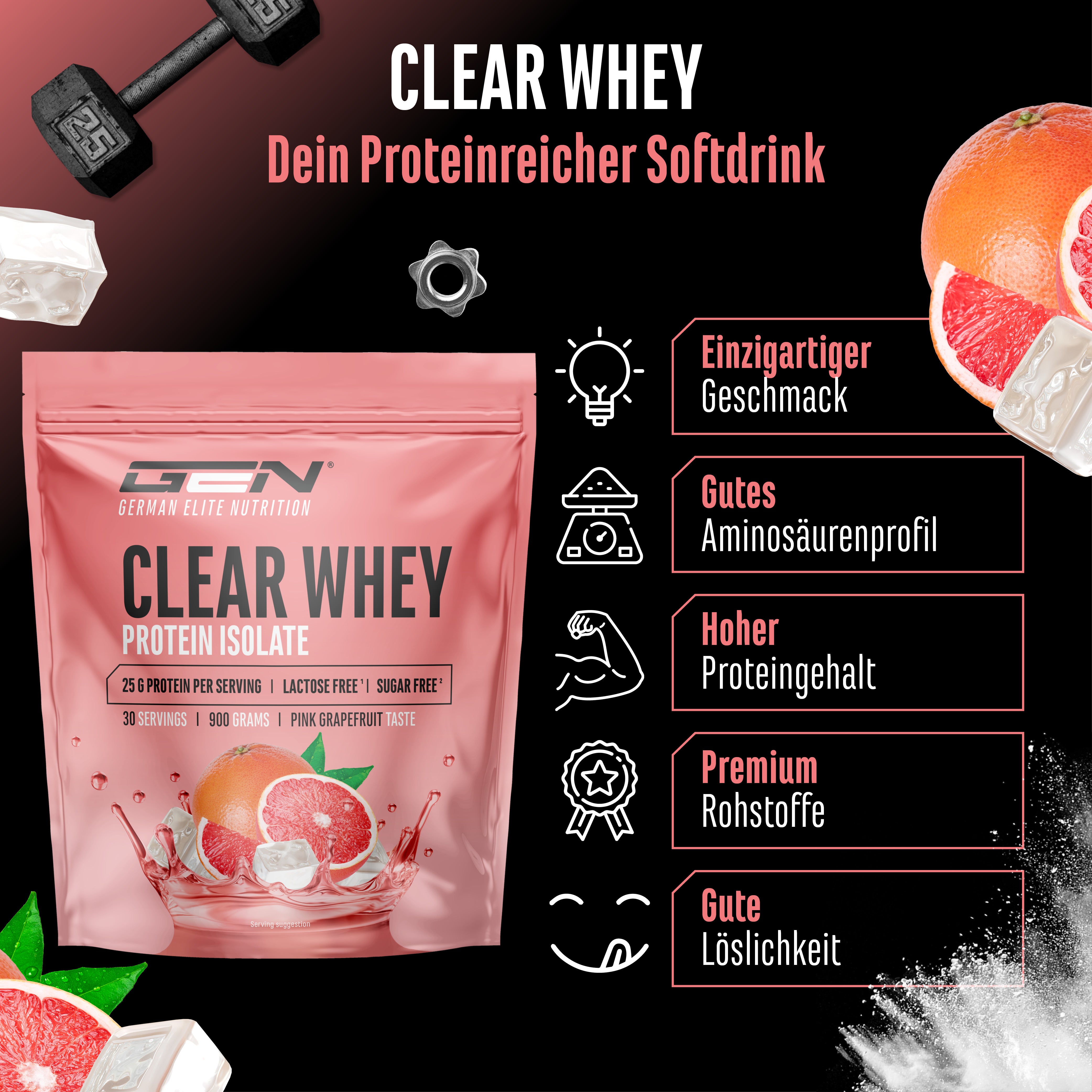 Clear Whey Protein - Fresh Apricot, 900 g