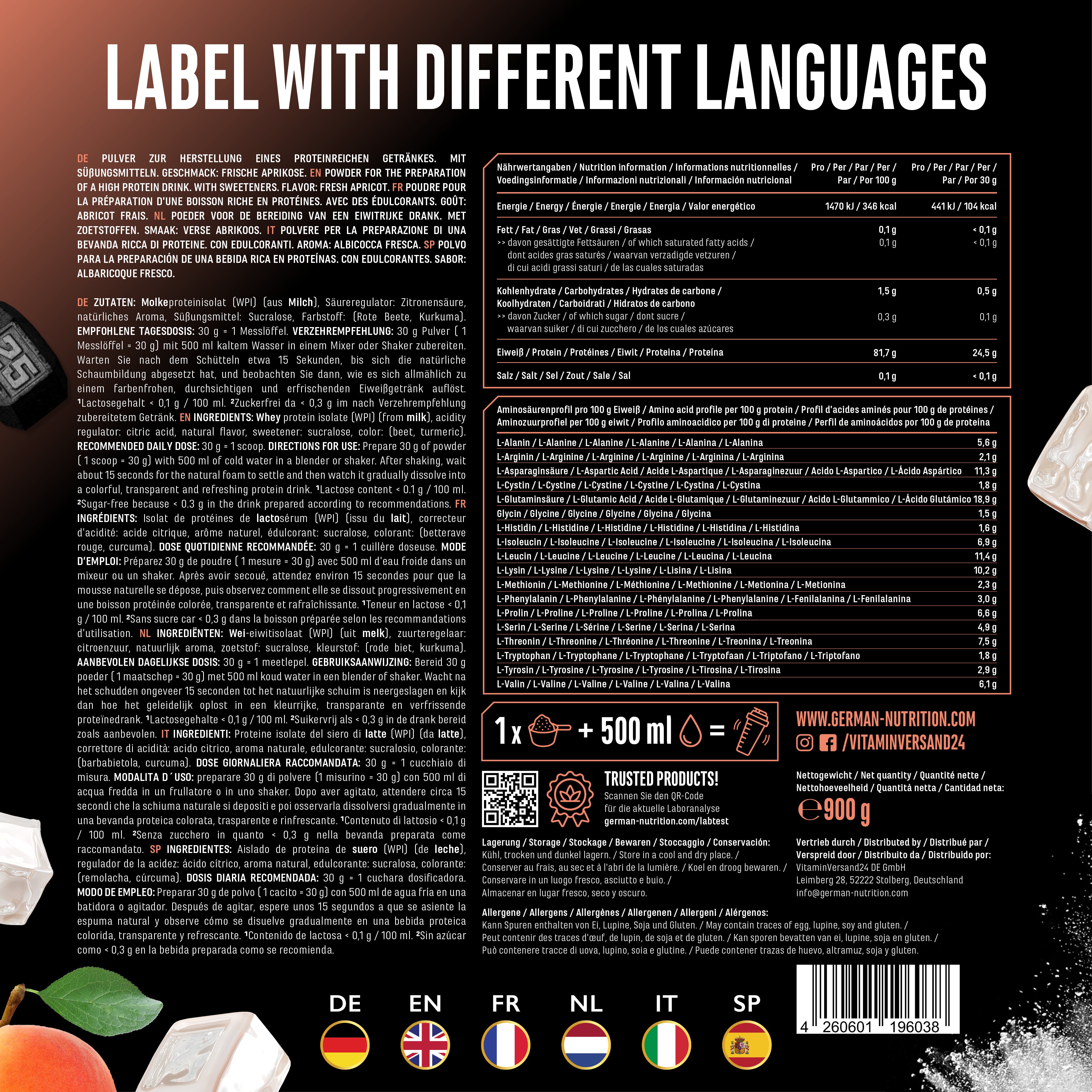 Clear Whey Protein - Fresh Apricot, 900 g