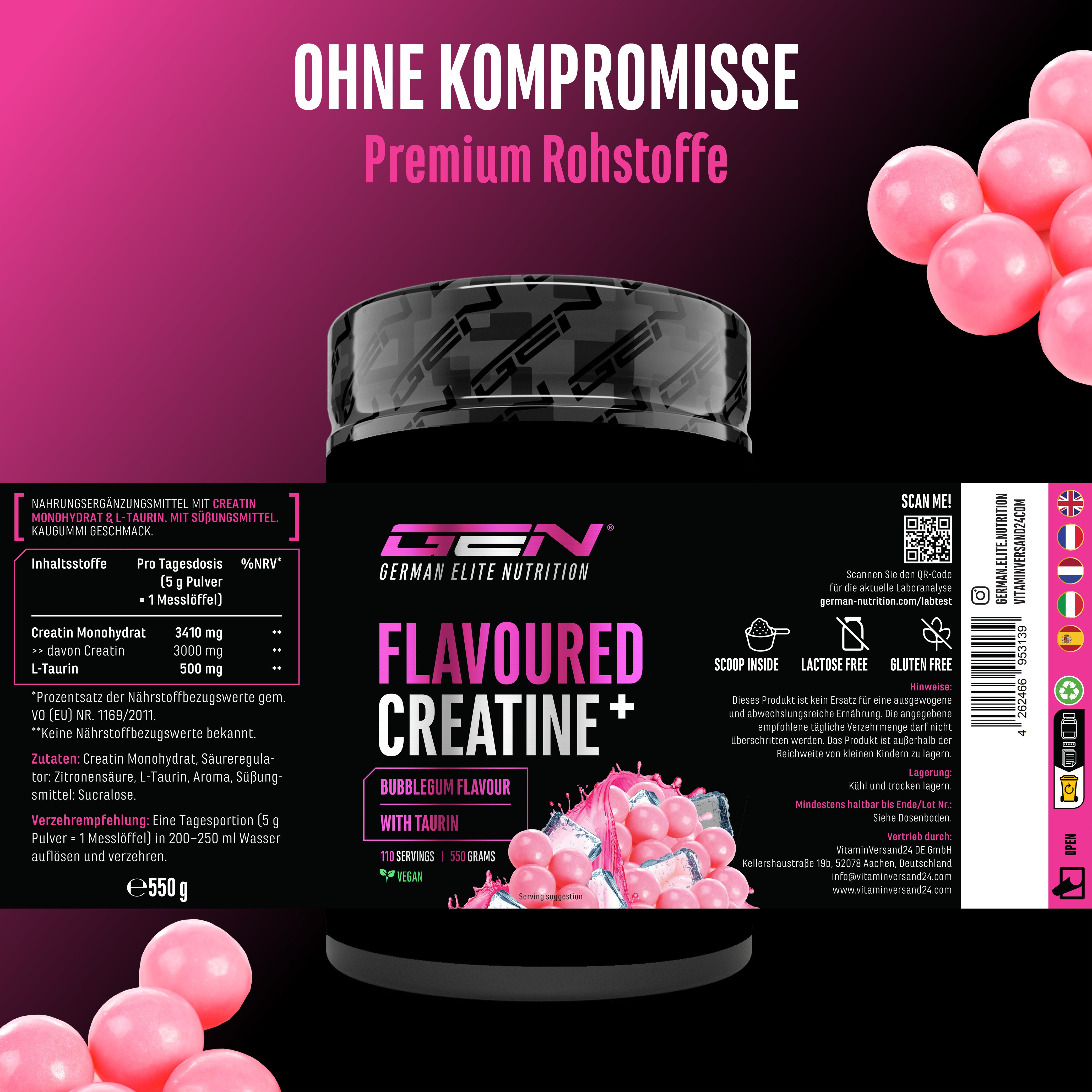 Creatin - Erdbeere, 550 g