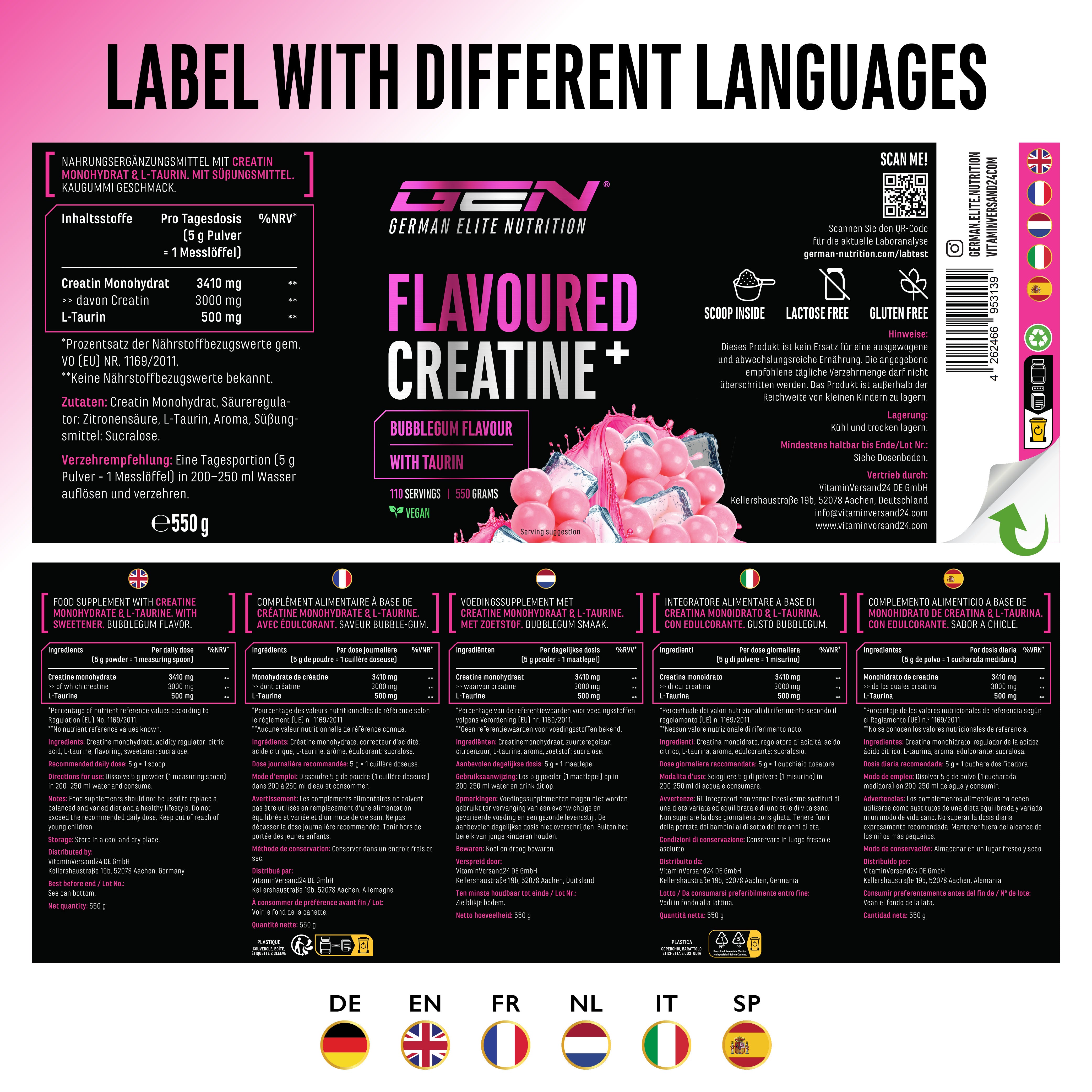 Creatin - Erdbeere, 550 g