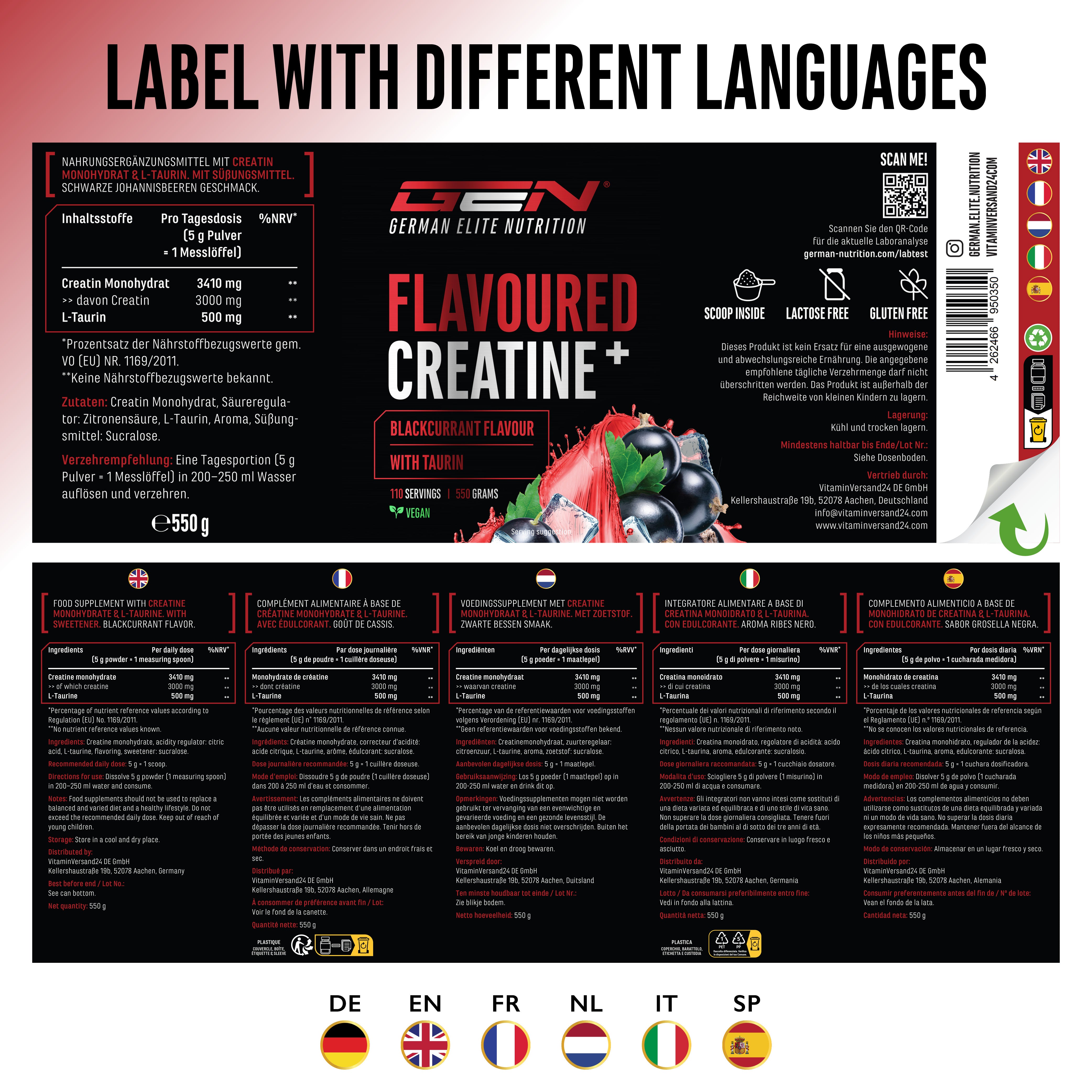 Creatin - Erdbeere, 550 g