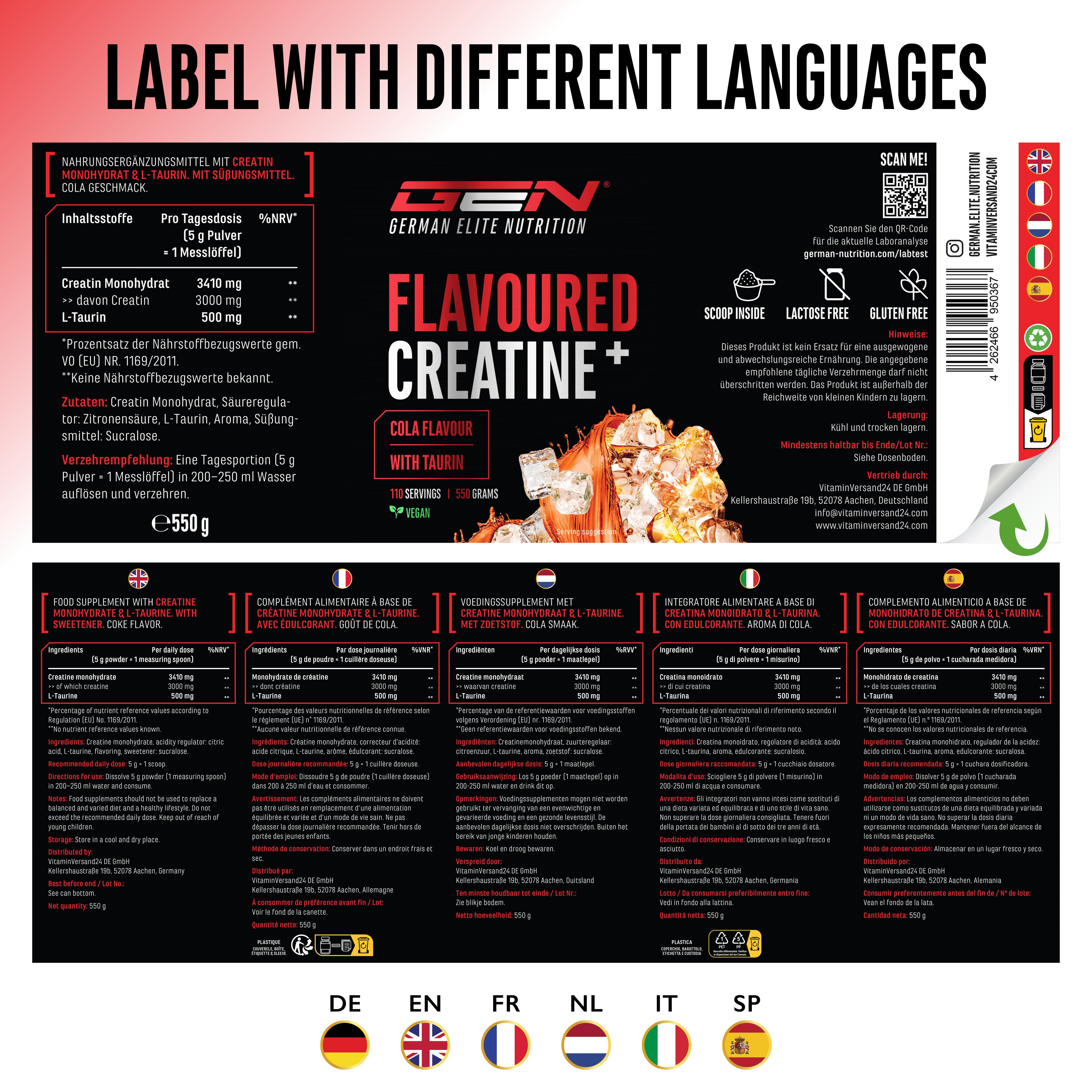 Creatin - Erdbeere, 550 g