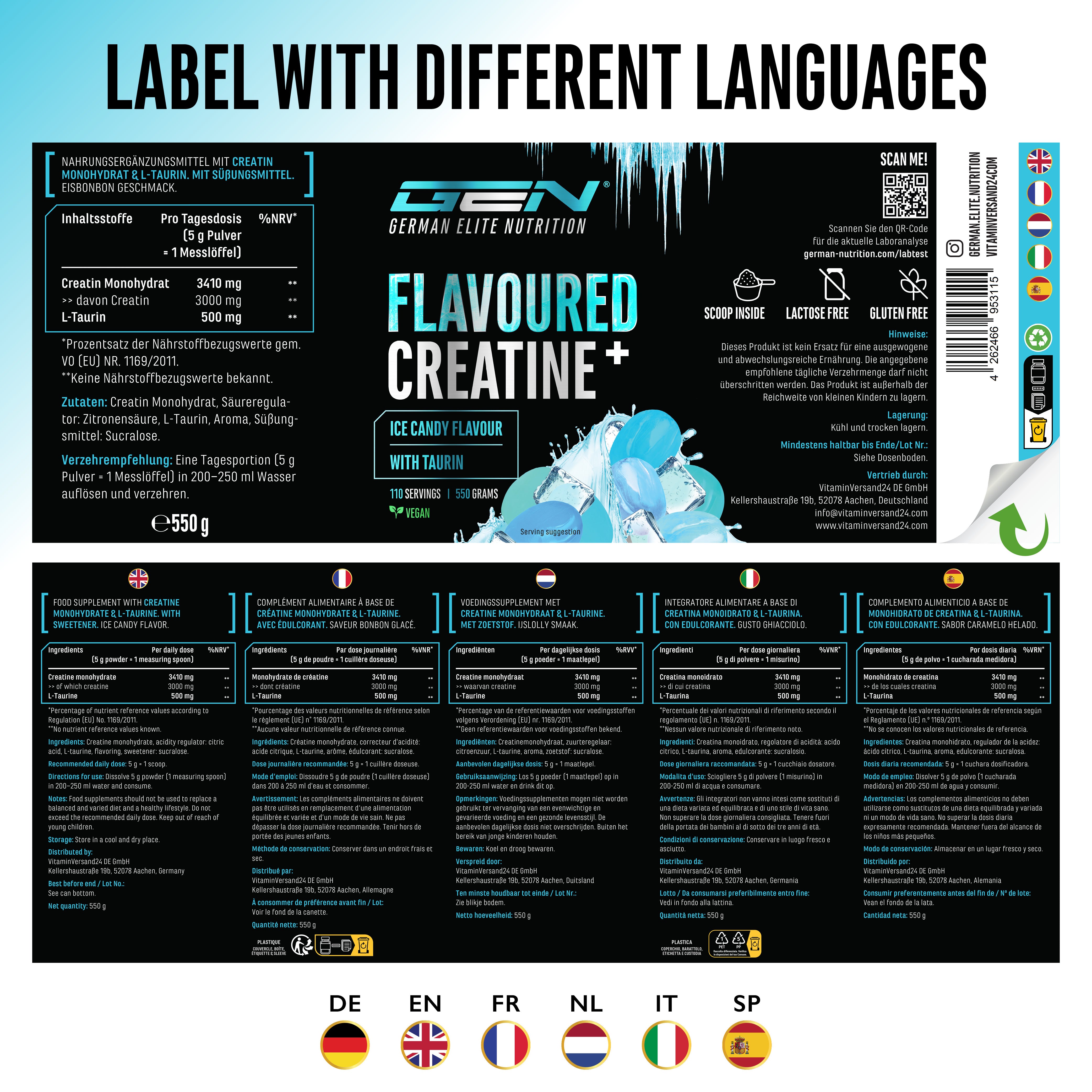 Creatin - Erdbeere, 550 g