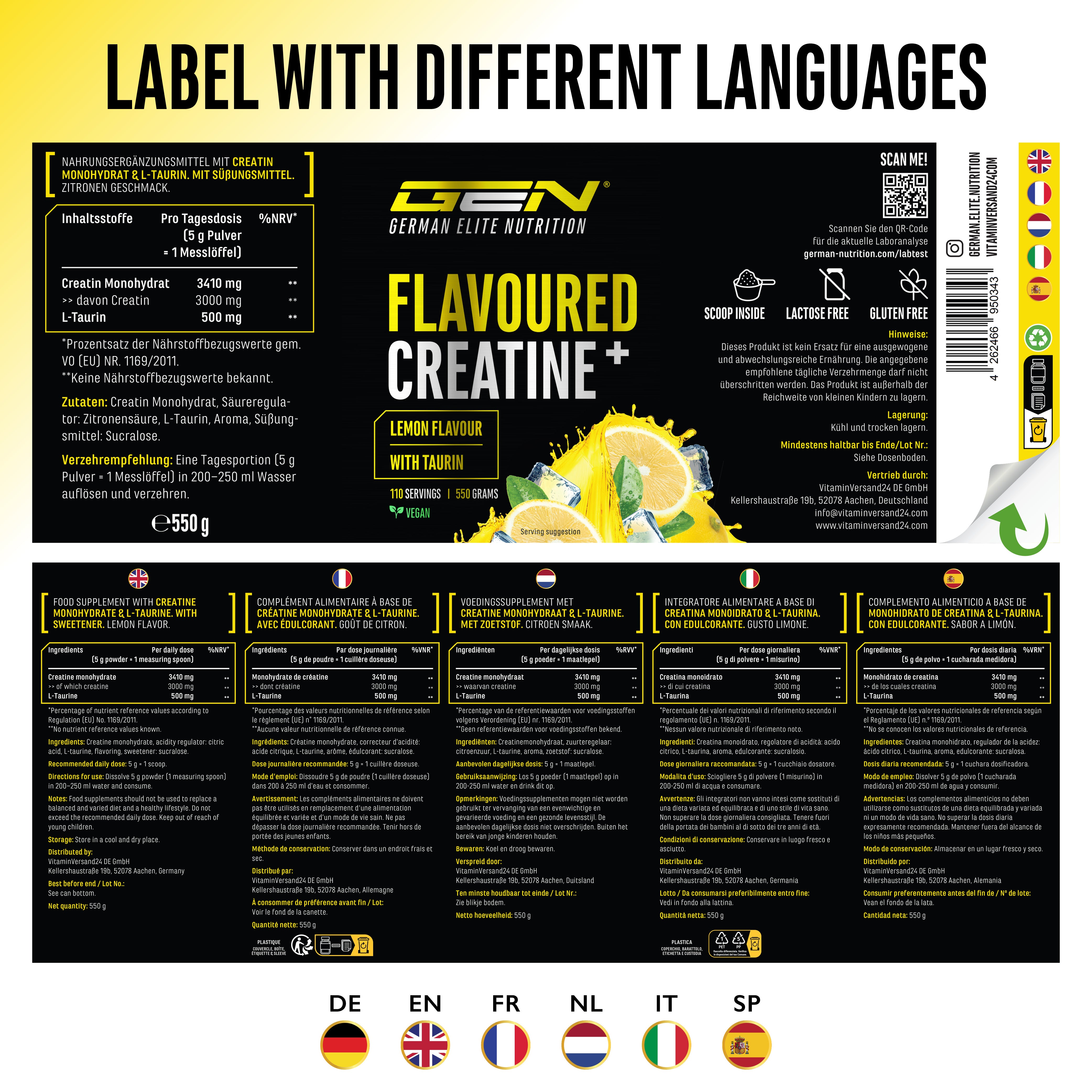 Creatin - Erdbeere, 550 g