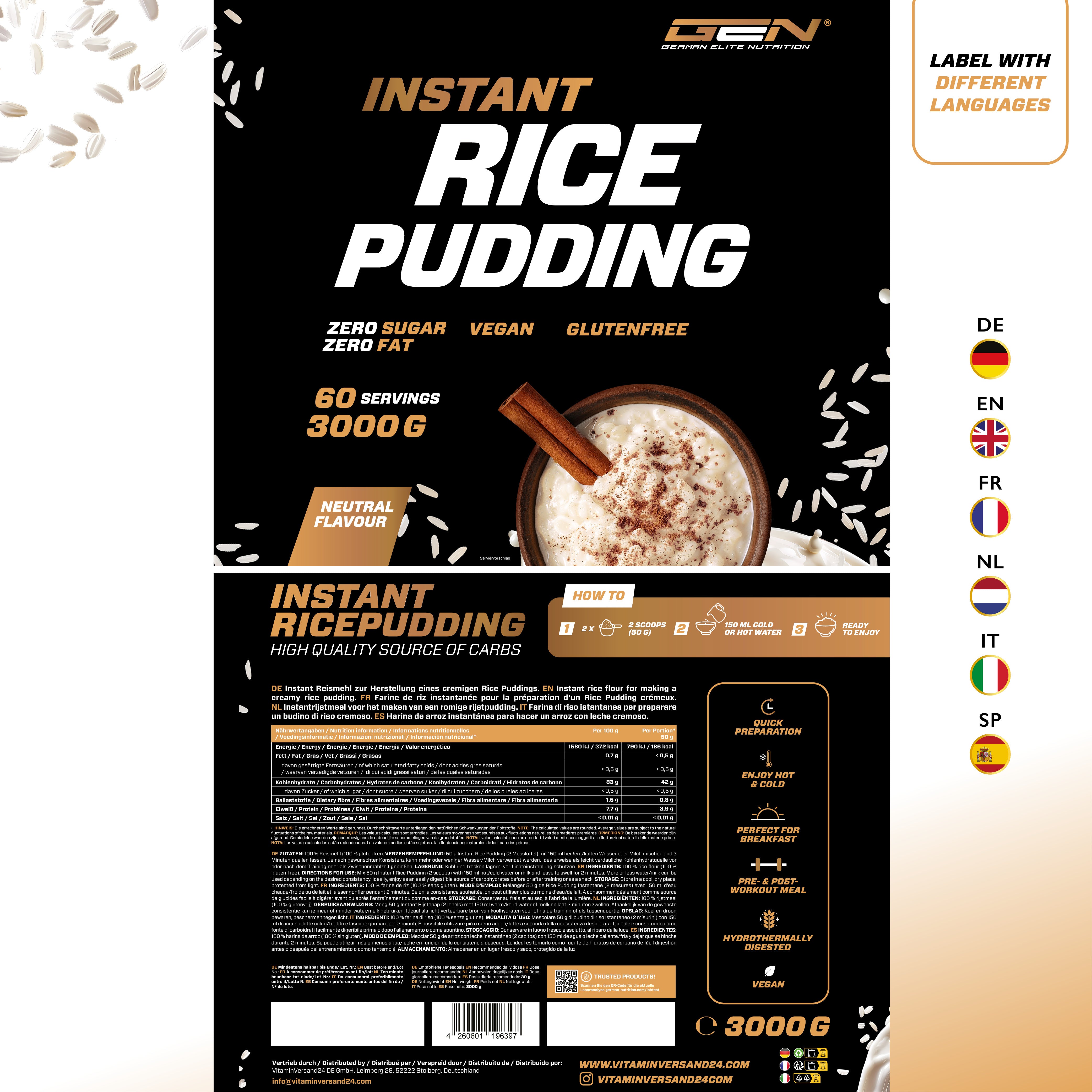 Pudding au riz neutre 3 kg
