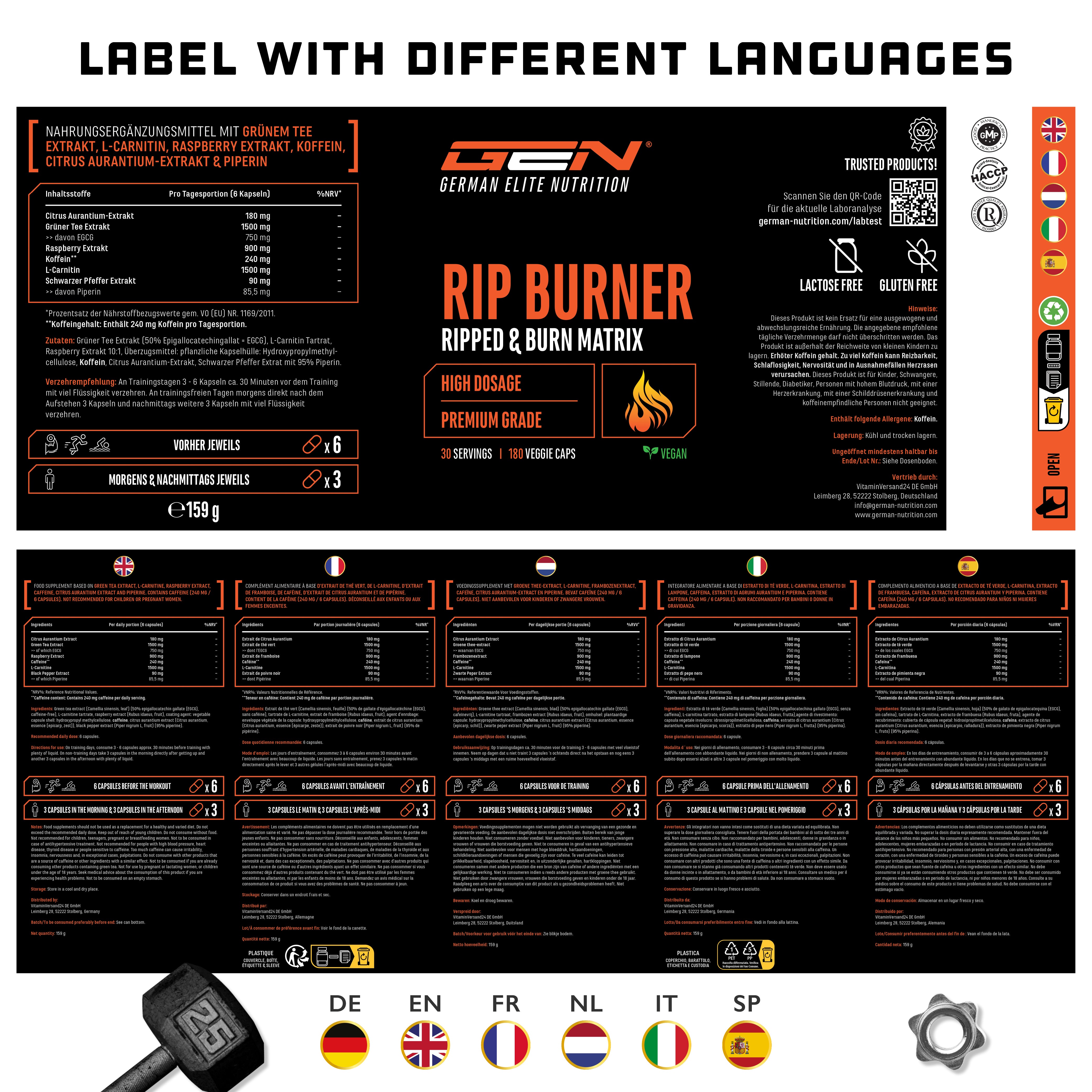 RIP Burner - 180 Capsules - Definition Phase & Diet