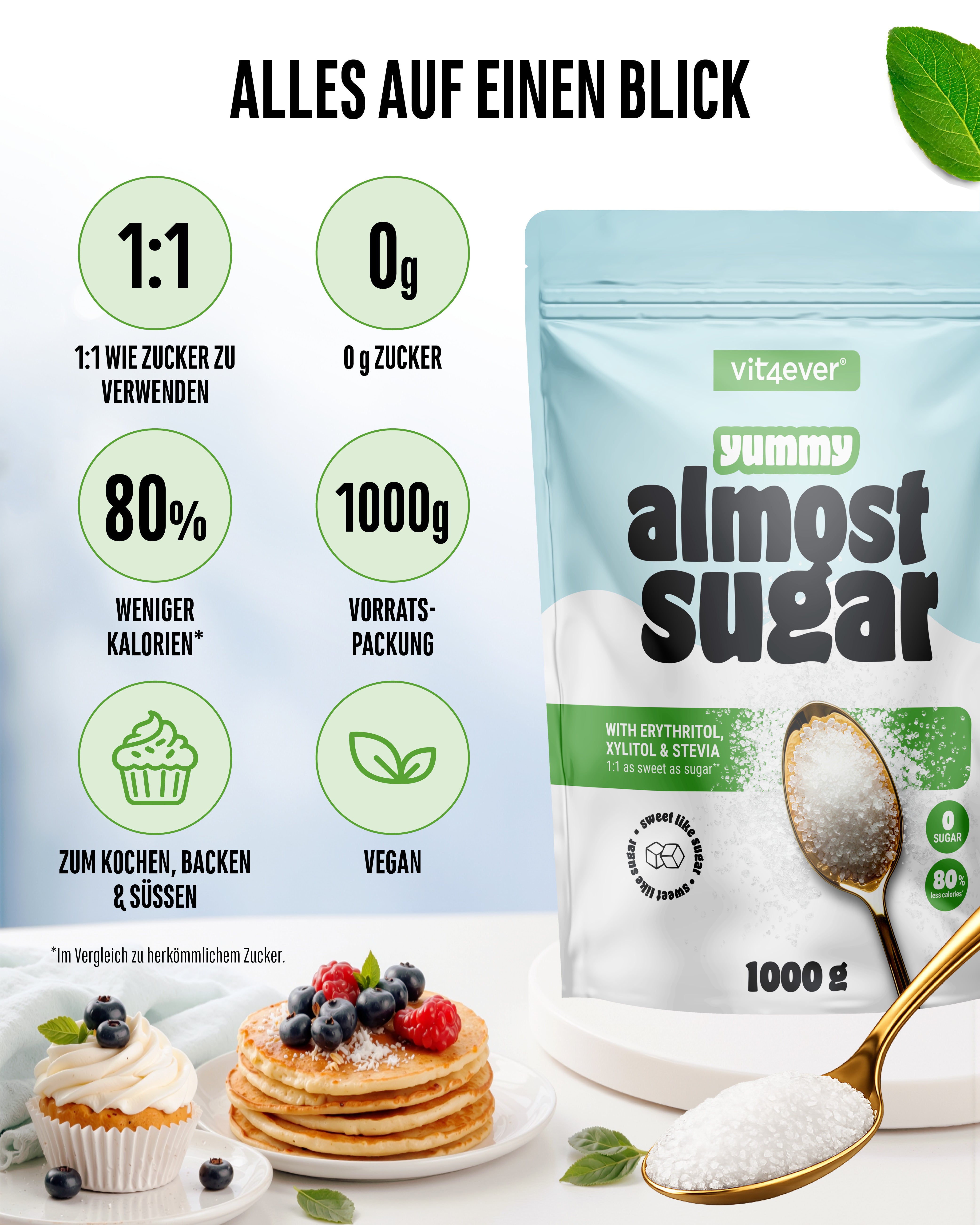Almost Sugar  -  Erythrit, Xylit und Stevia