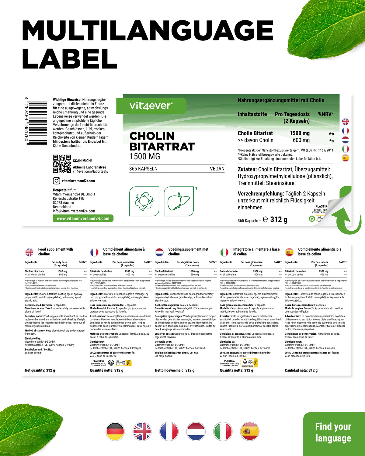 Cholin Bitartrat 1500 mg