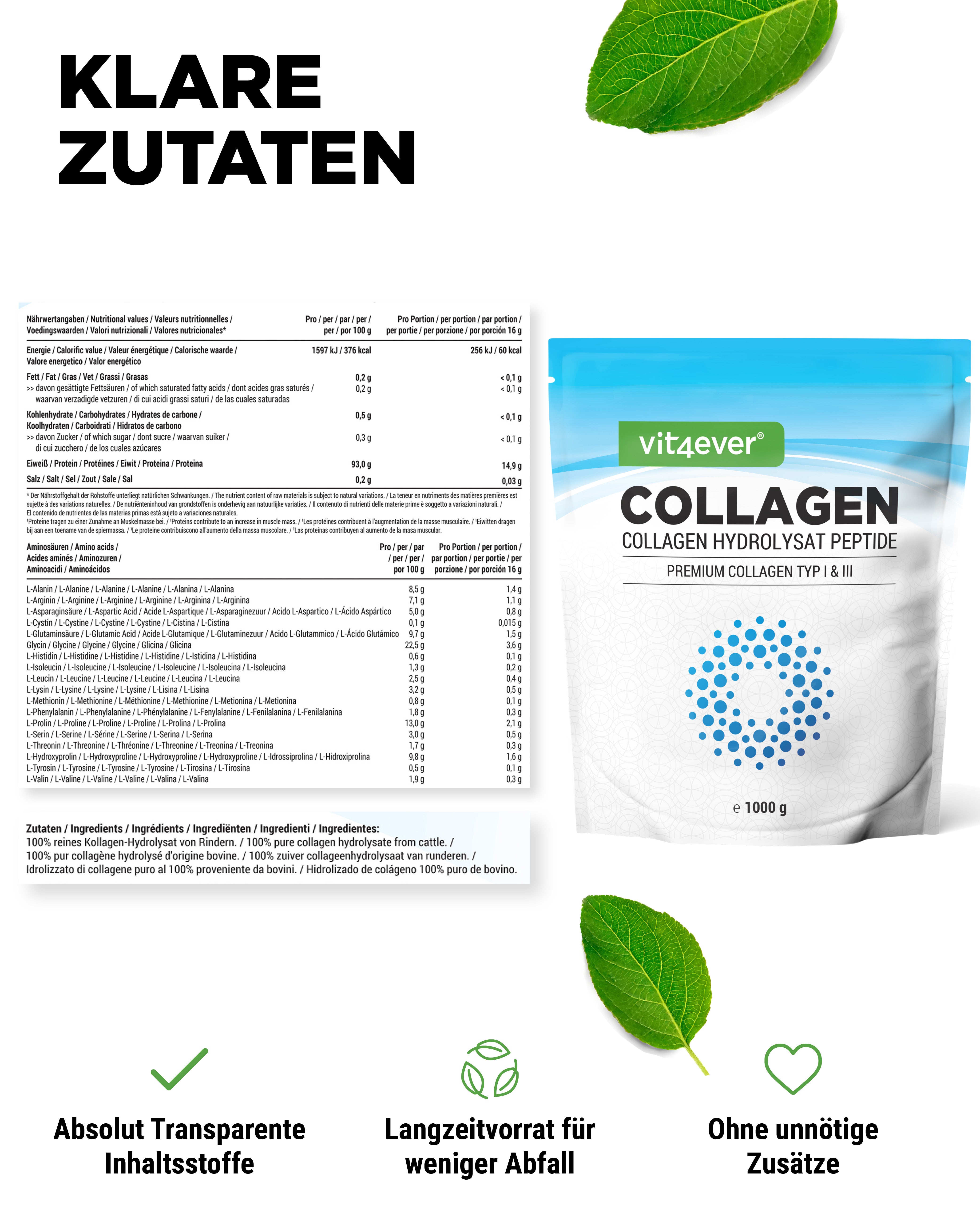 Polvere di collagene - 1000 g - Insapore