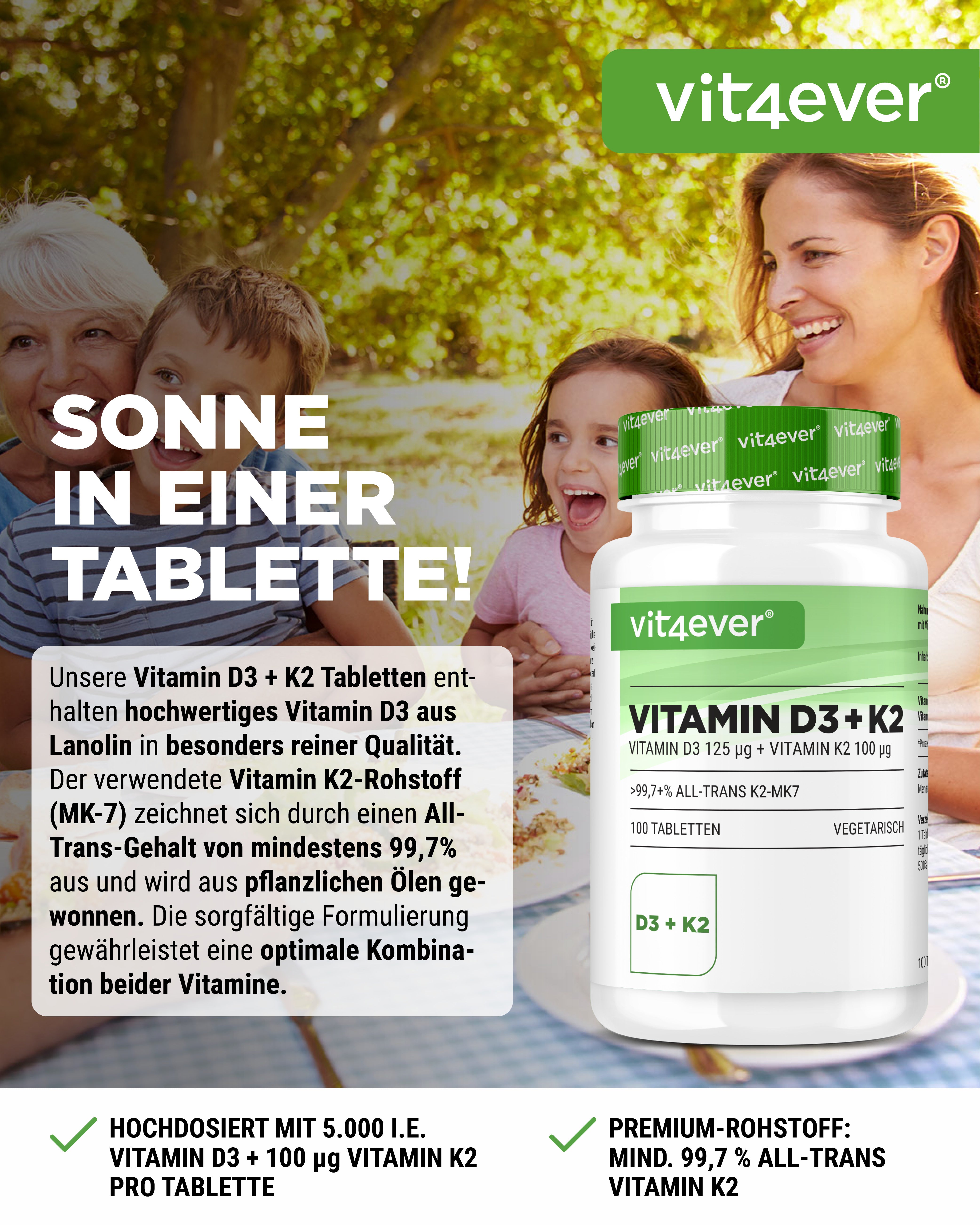Vitamin D3 5.000 I.E. + Vitamin K2 100 mcg