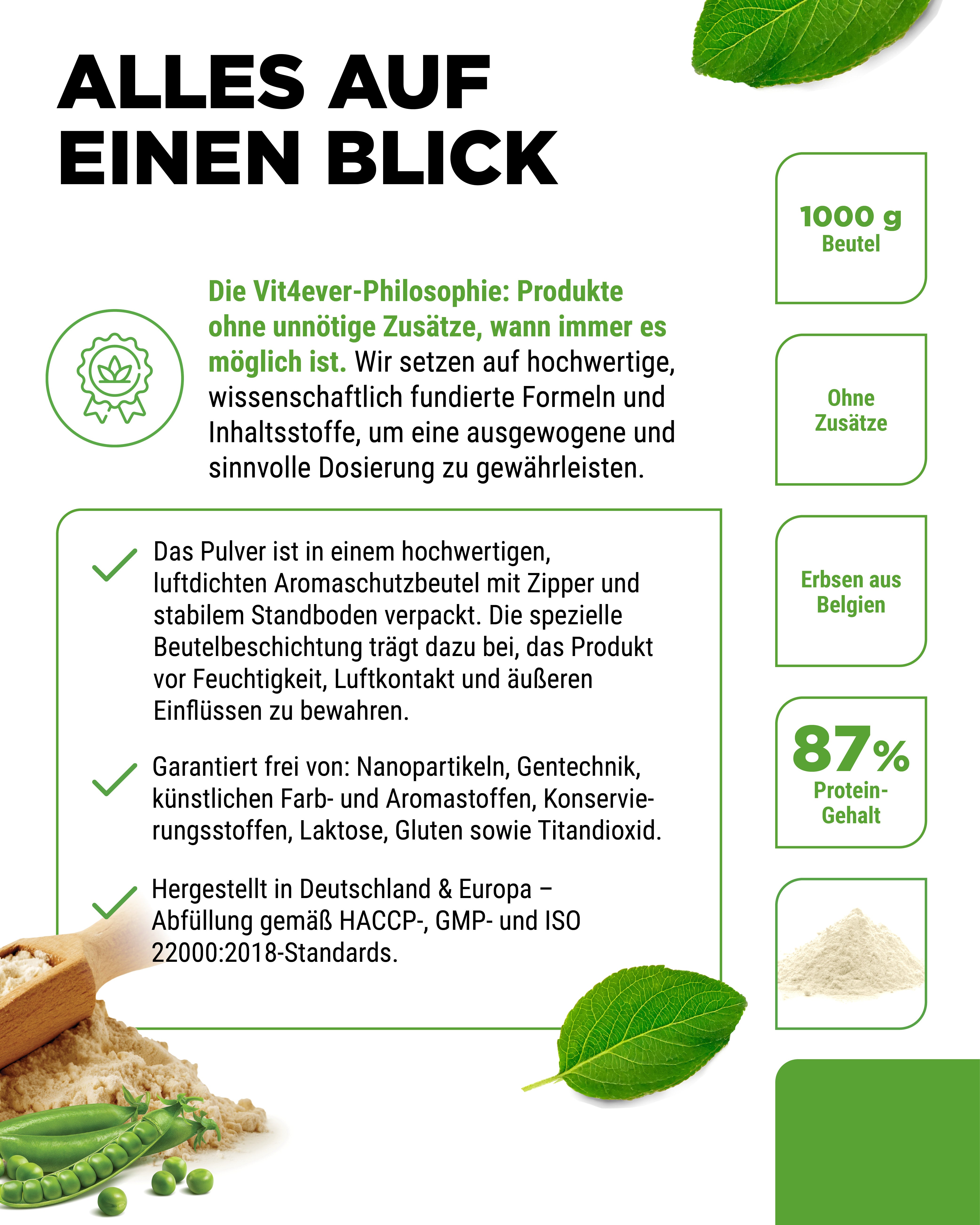 Erbsenprotein Pulver - 87% Proteingehalt