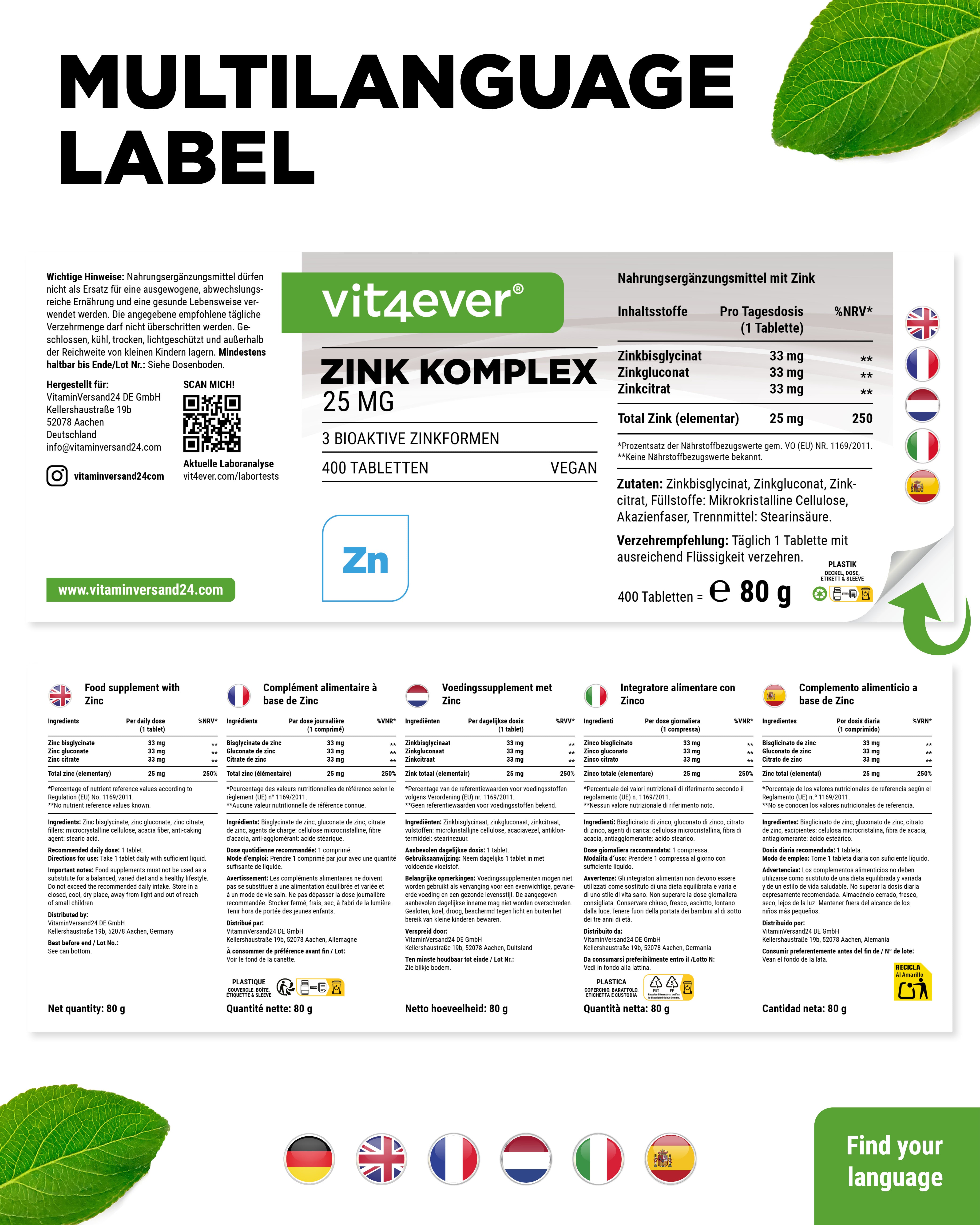 Zink Komplex mit 3 Zinkformen