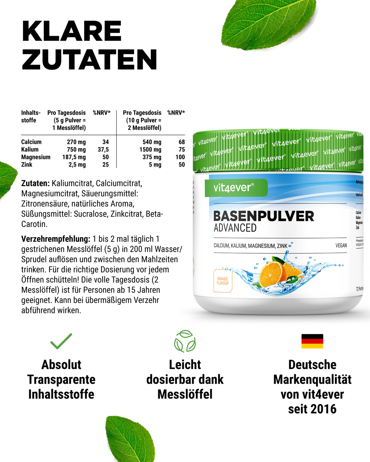 Basenpulver Advanced - 100% organischen Basen auf Citratbasis
