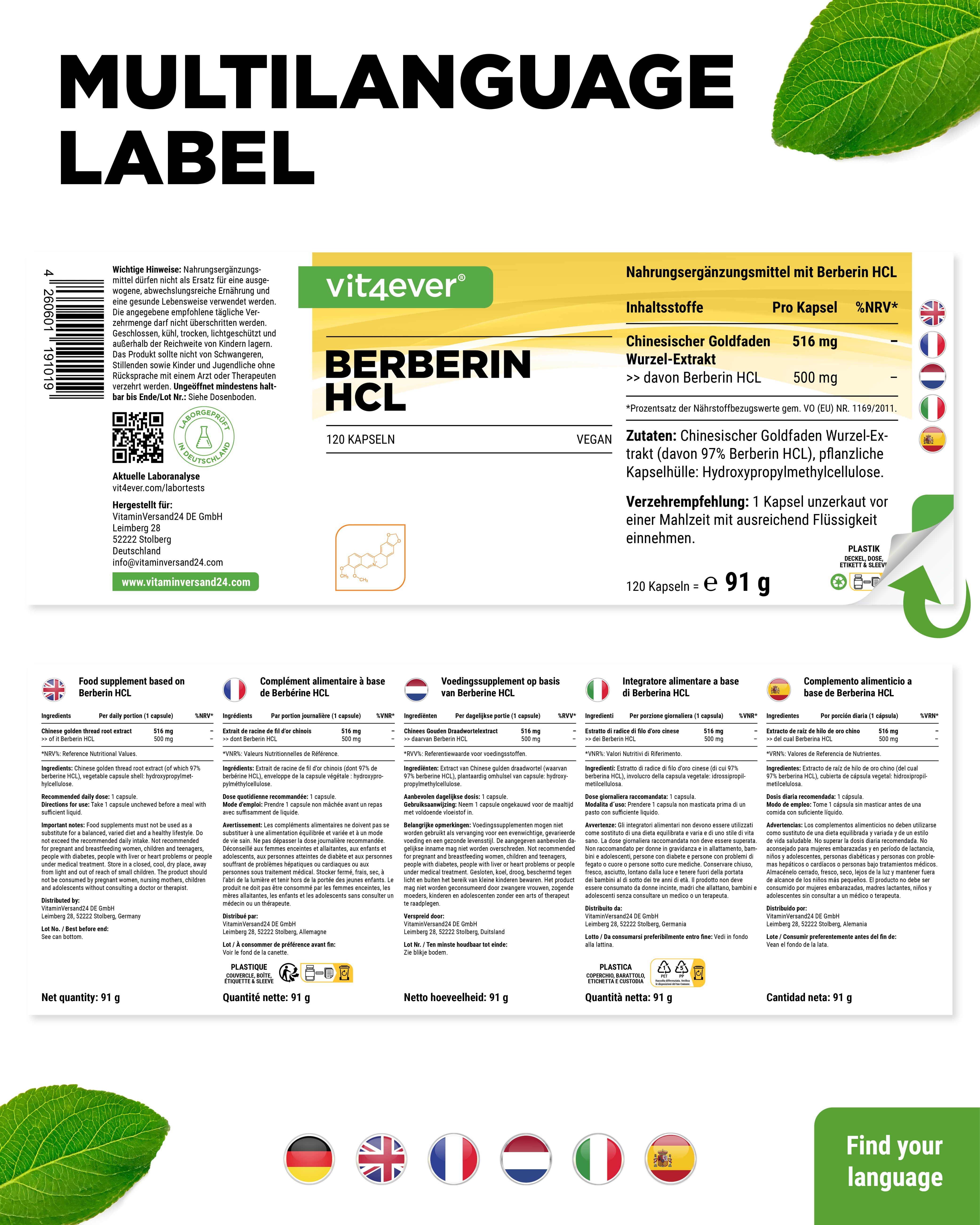 Berberina HCL - 500 mg